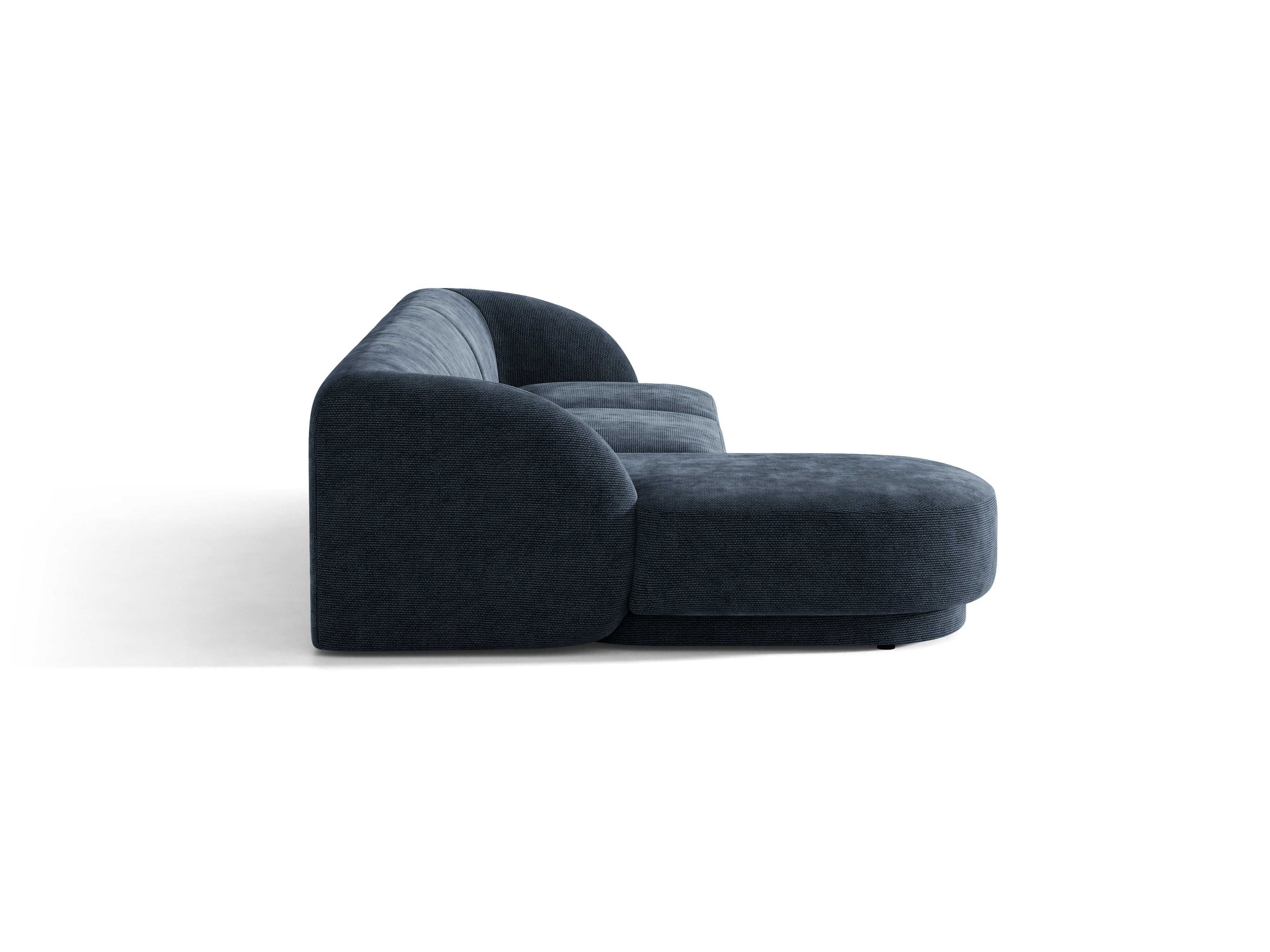 4-sitziges linksseitiges Ecksofa MILEY in samtigem dunkelblauem Chenille