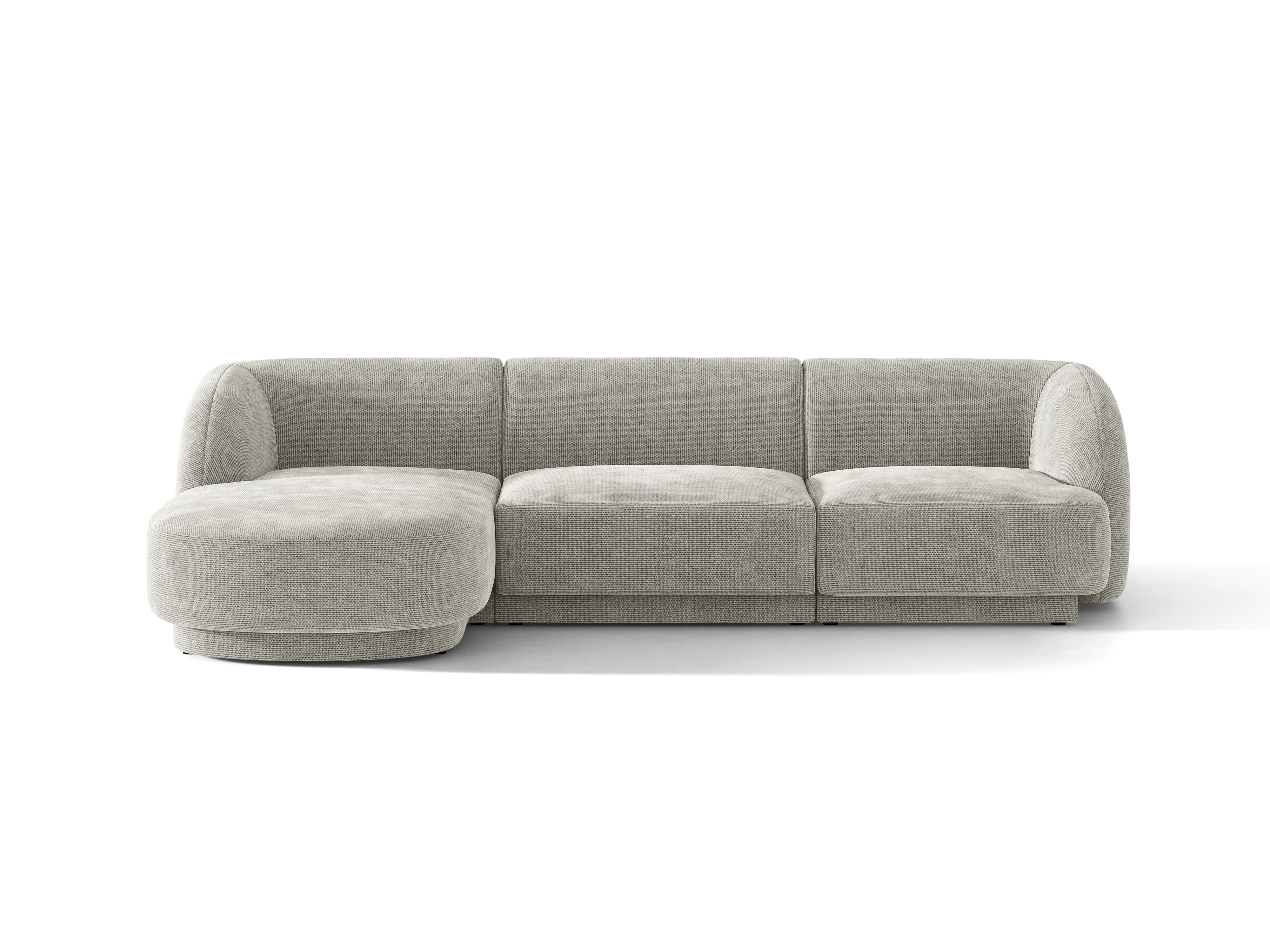 4-sitzige linke Eckcouch MILEY hellgraues, seidiges Chenille