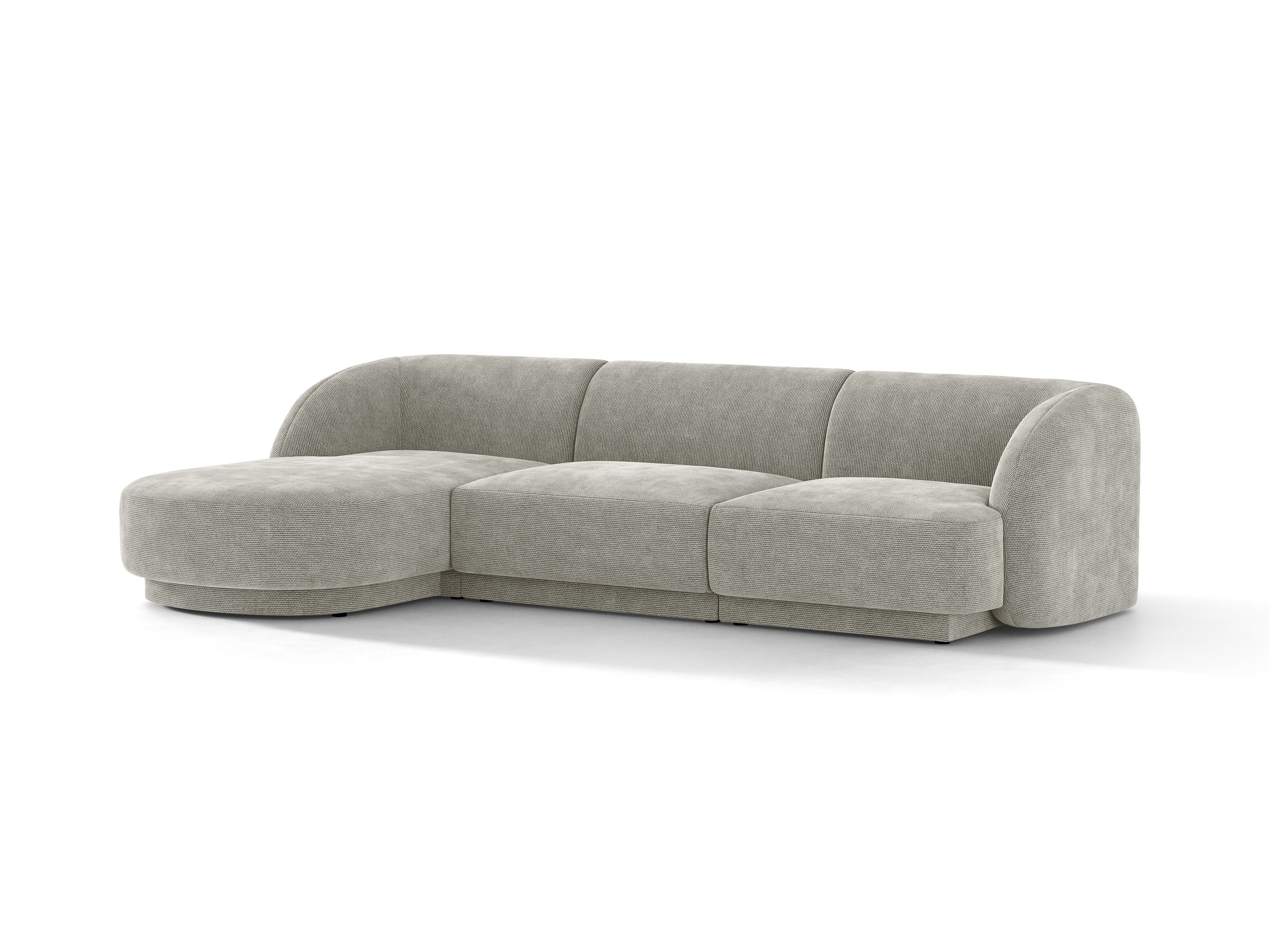 4-sitzige linke Eckcouch MILEY hellgraues, seidiges Chenille