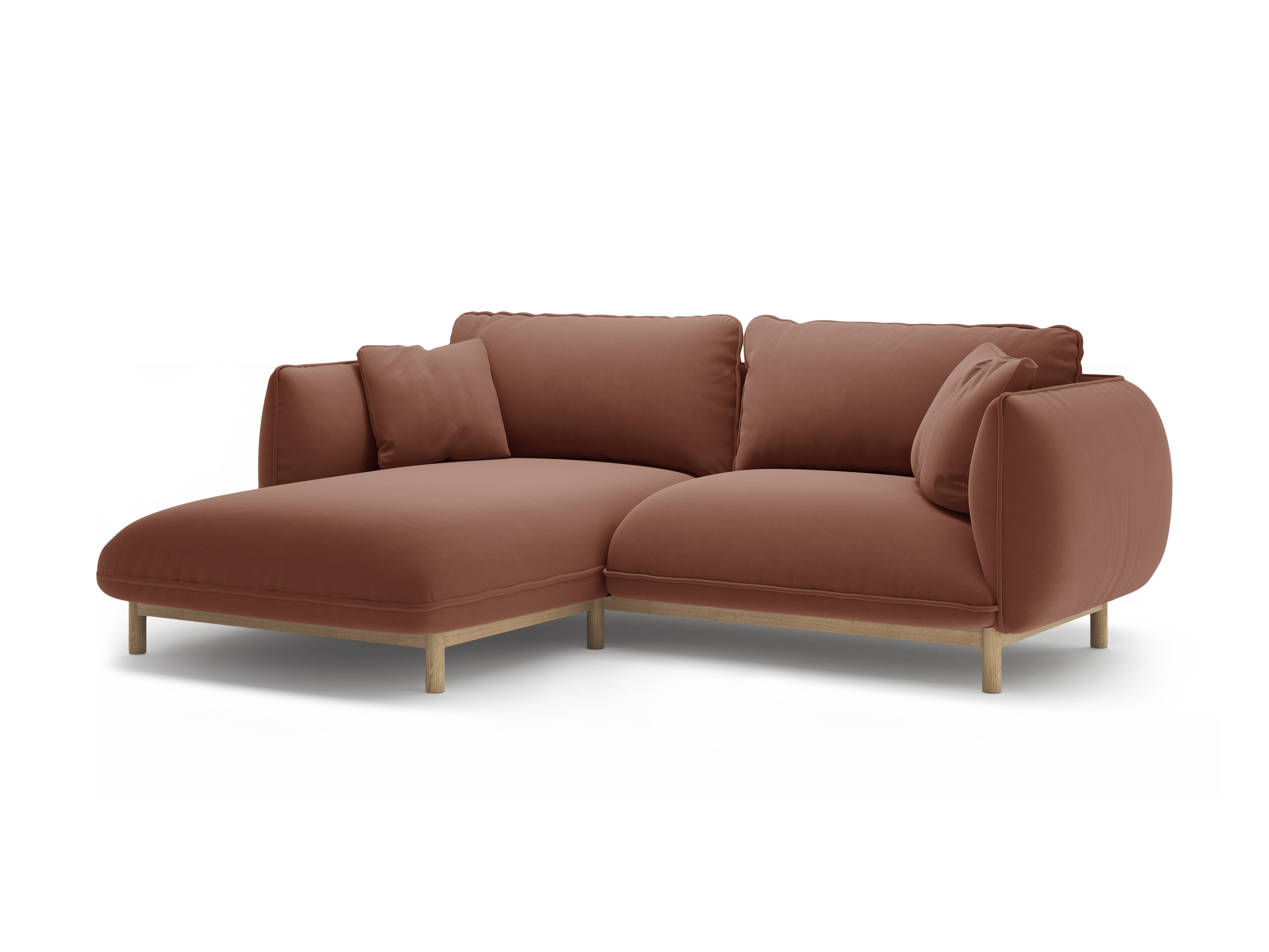 Left-facing velvet corner sofa ADA cuoio