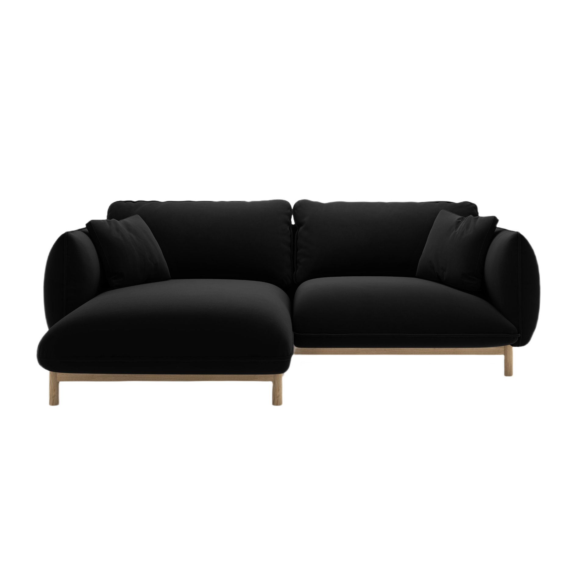 Black Left-Sided Velvet Corner Sofa ADA