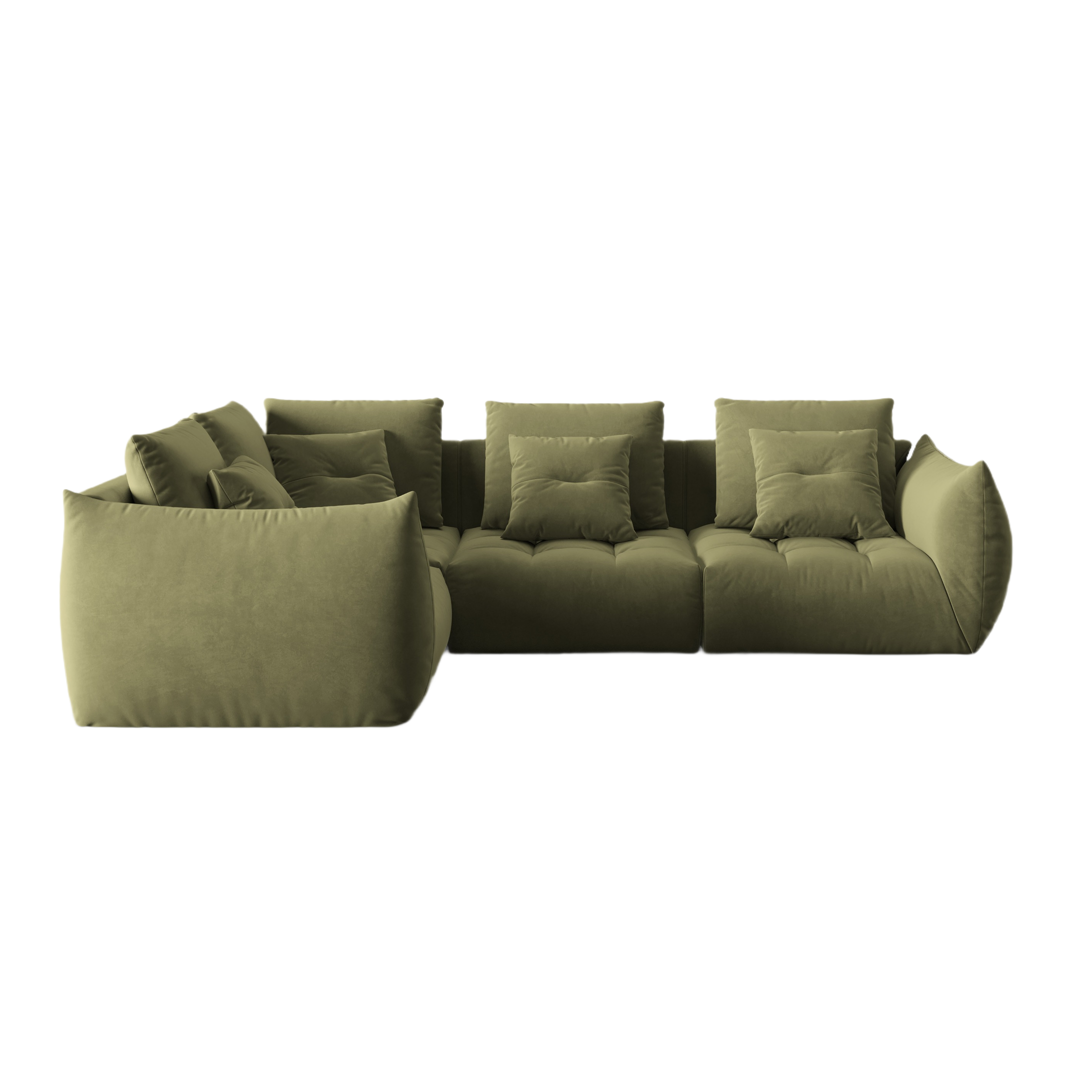 Velvet Modular Left Corner Sofa, "Bloom", 3 Seats, Light Green, 316x216x95
Made in Europe