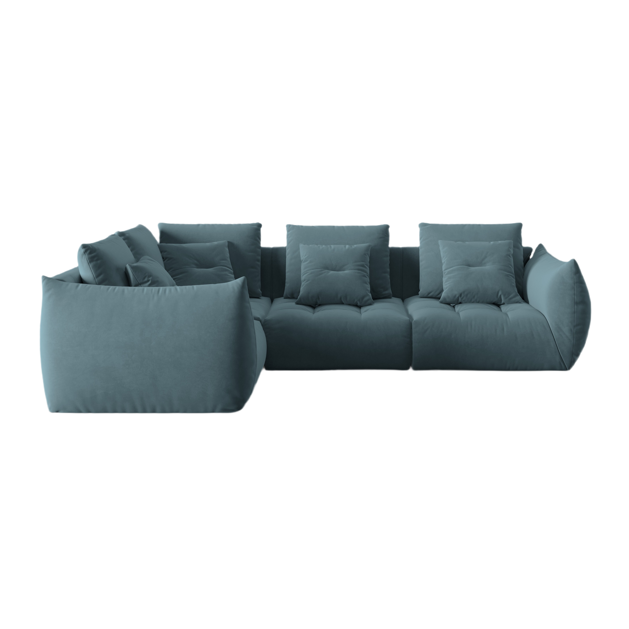 Samt modulares linke Ecksofa, "Bloom", 3 Sitze, Pastellblau, 316x216x95
In Europa gemacht