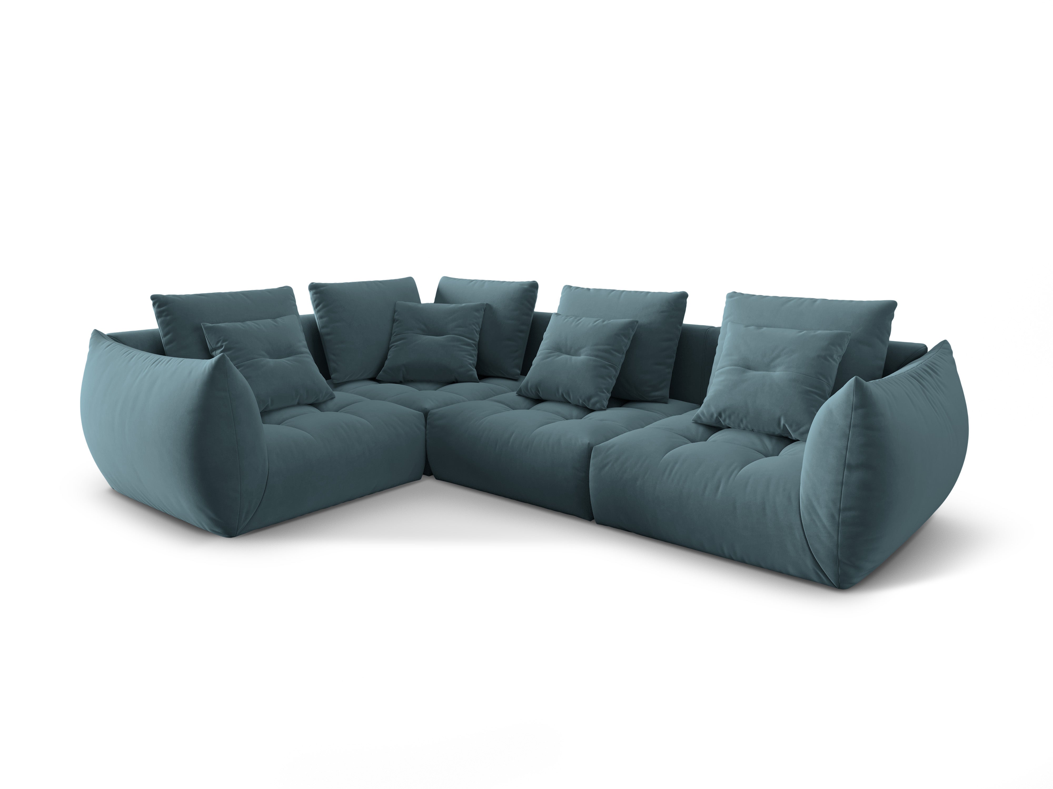 Samt modulares linke Ecksofa, "Bloom", 3 Sitze, Pastellblau, 316x216x95
In Europa gemacht