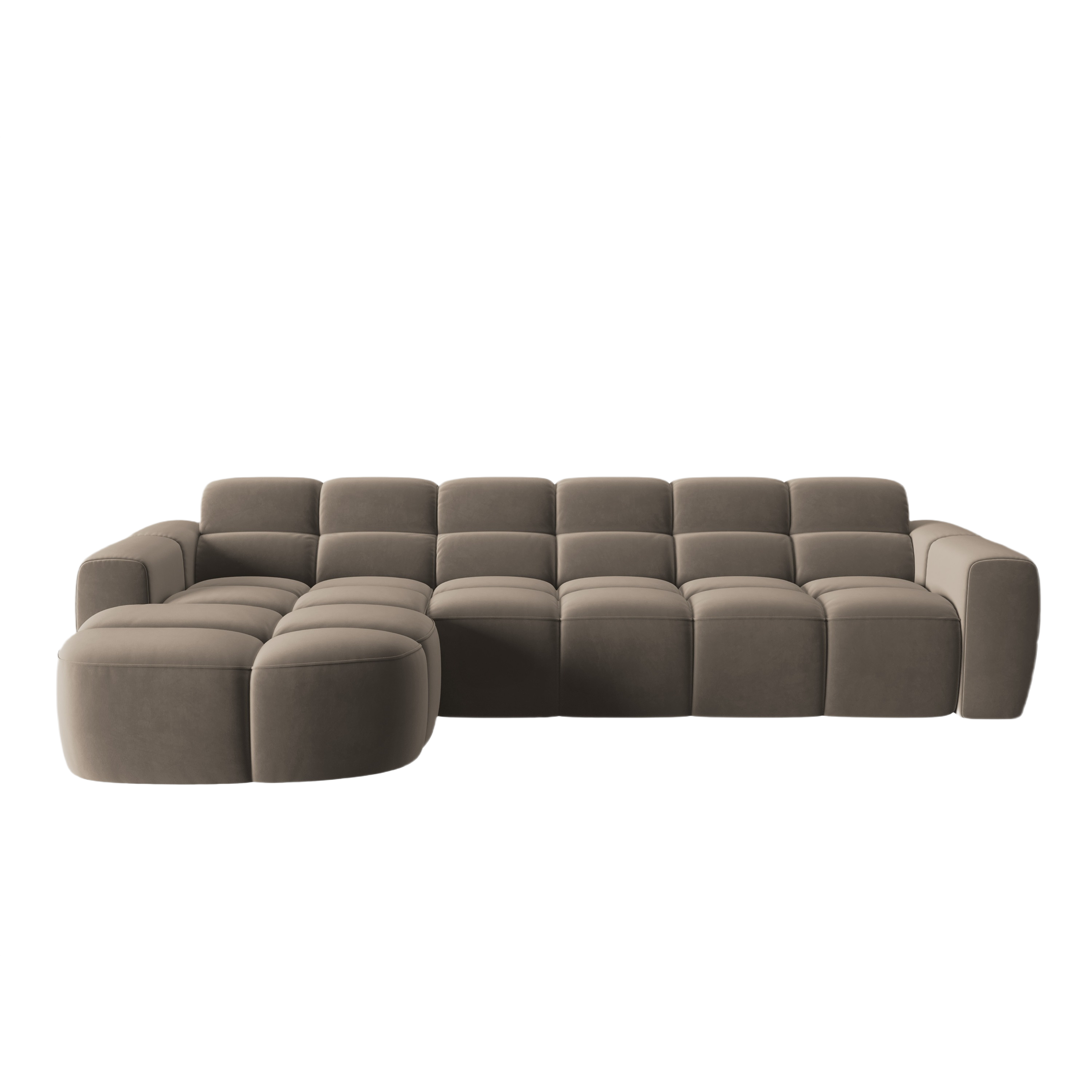 Left-facing velvet corner sofa LISA light brown