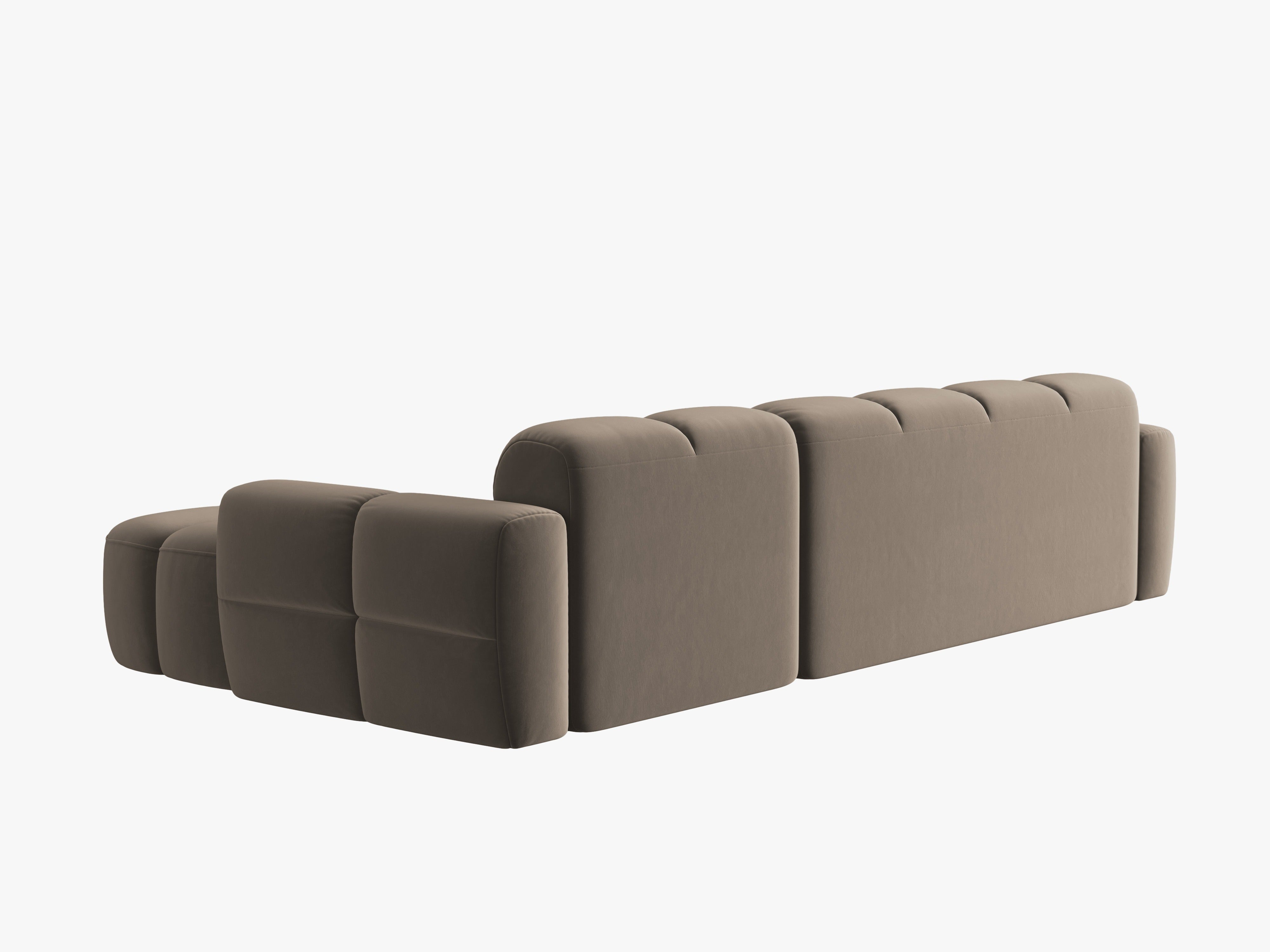 Samt-Ecksofa rechts LISA hellbraun