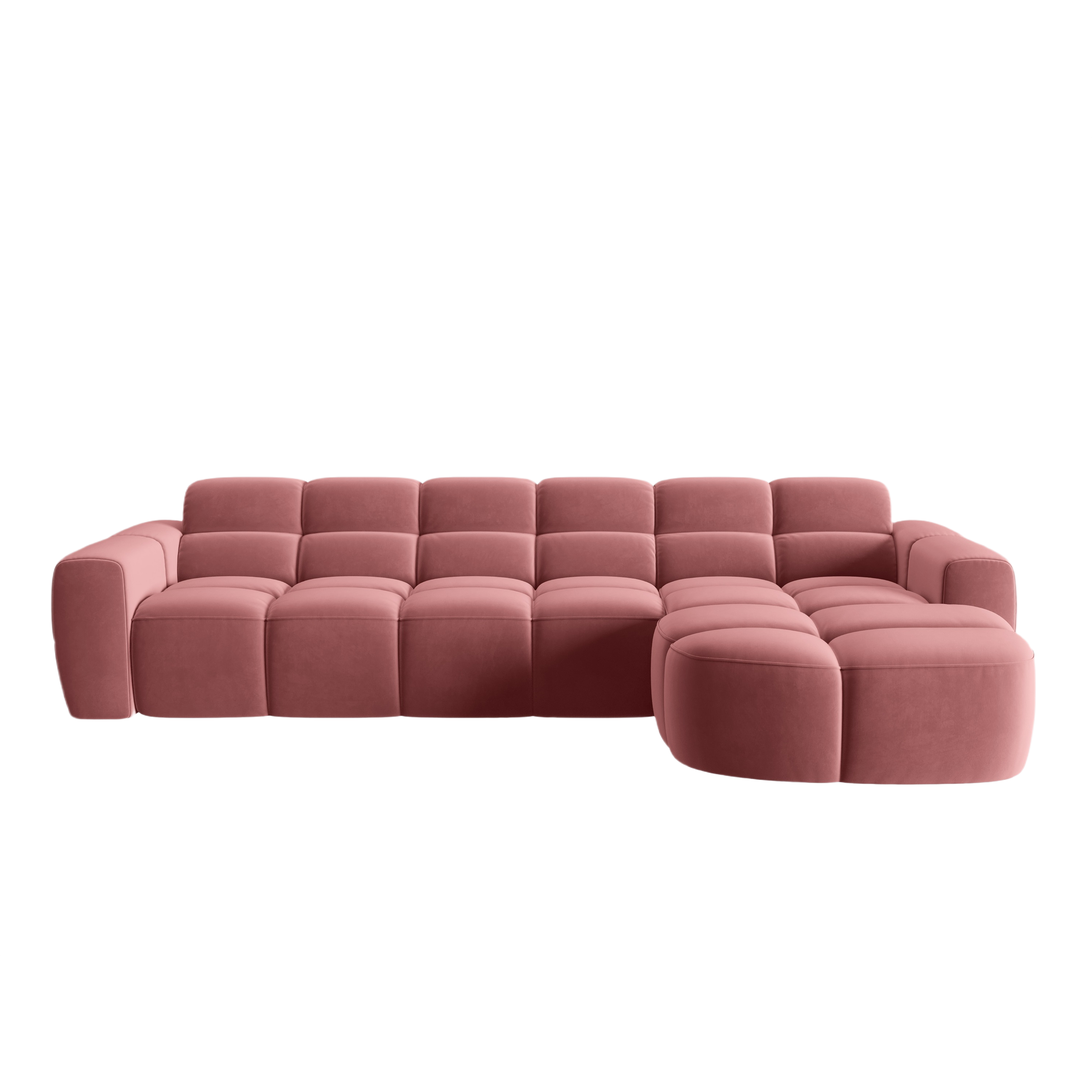 Samt-Ecksofa rechts LISA rosa