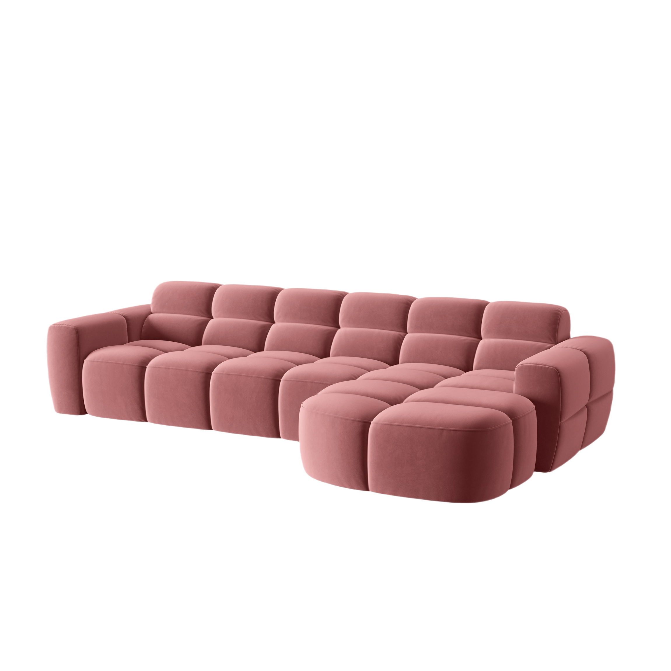 Samt-Ecksofa rechts LISA rosa