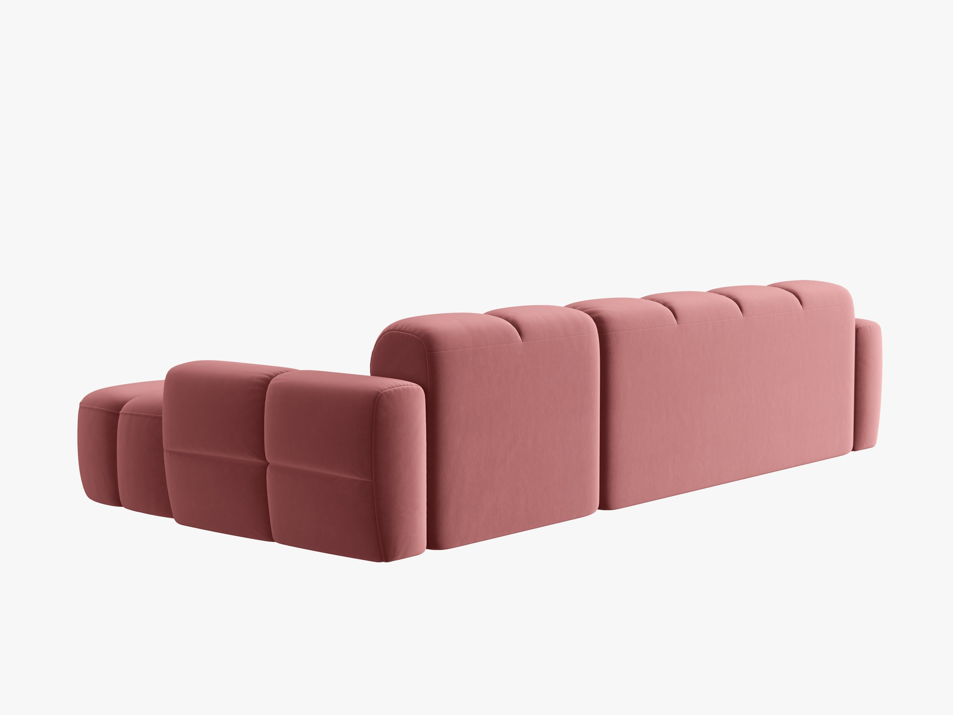 Samt-Ecksofa rechts LISA rosa