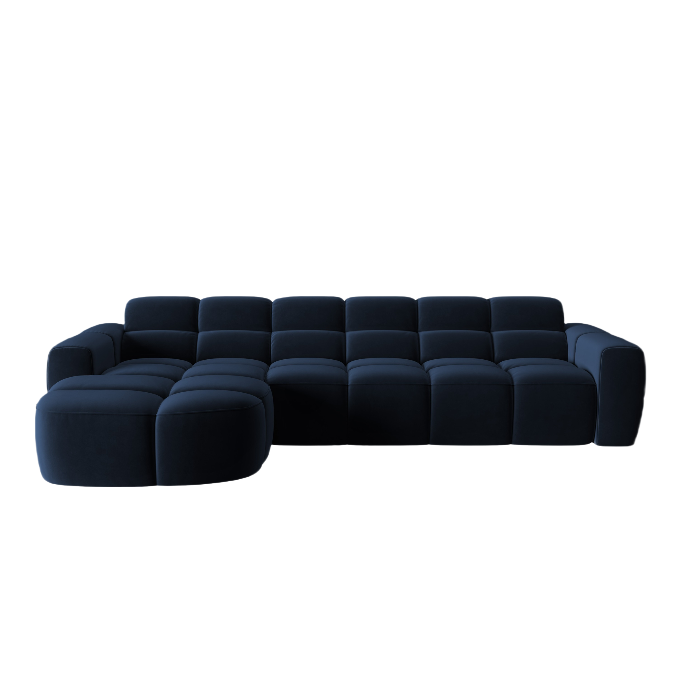 Left-facing velvet corner sofa LISA royal blue