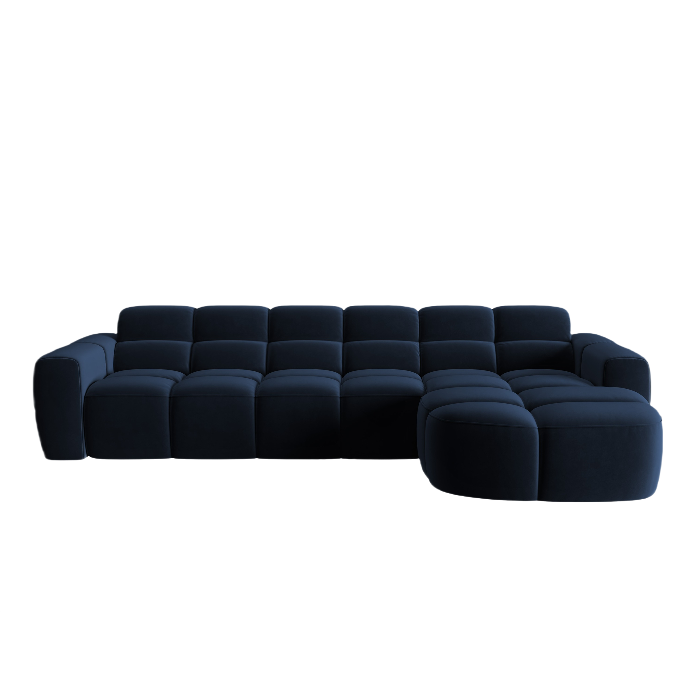 Right-facing velvet corner sofa LISA royal blue