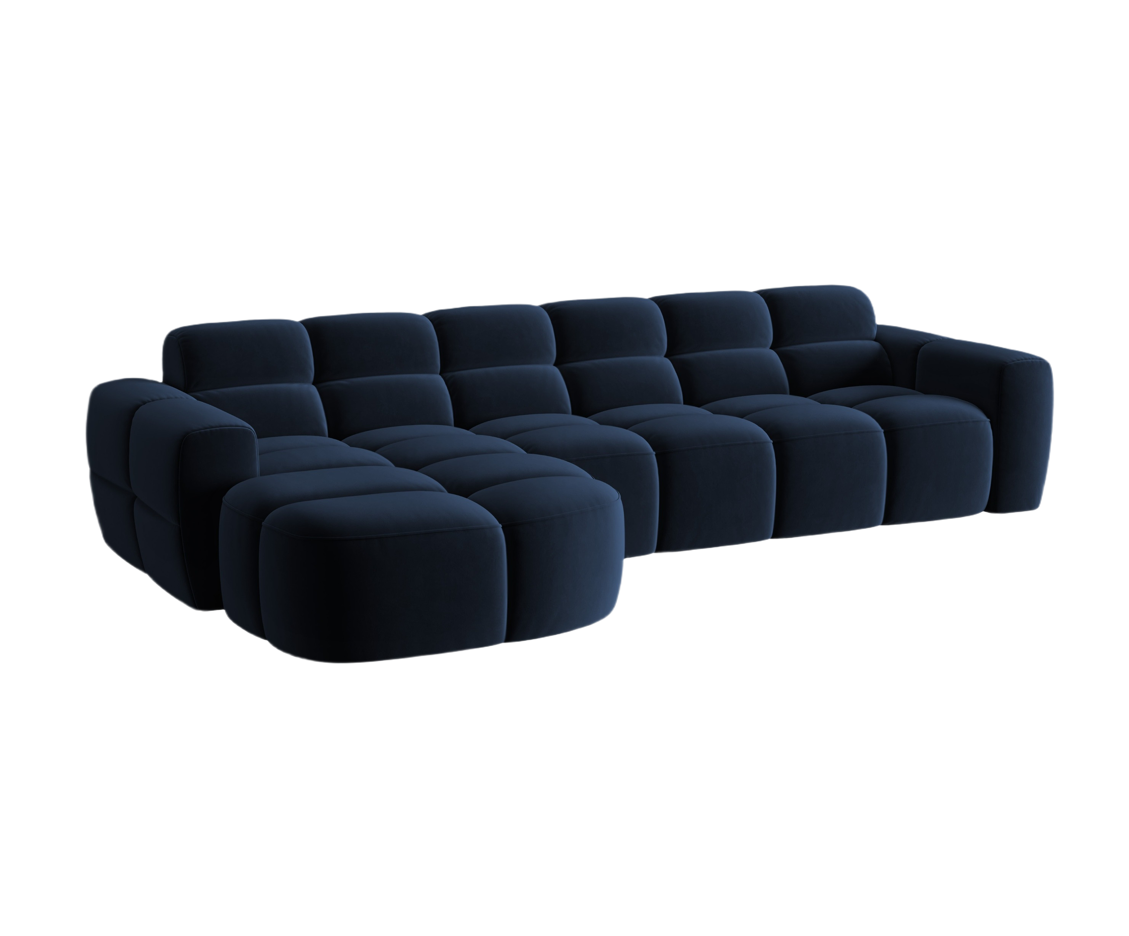 Left-facing velvet corner sofa LISA royal blue