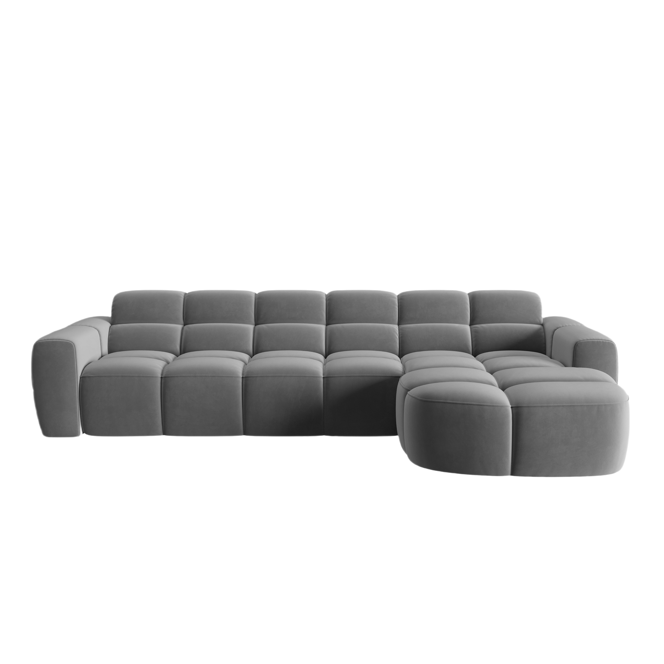 Right-facing velvet corner sofa LISA light gray