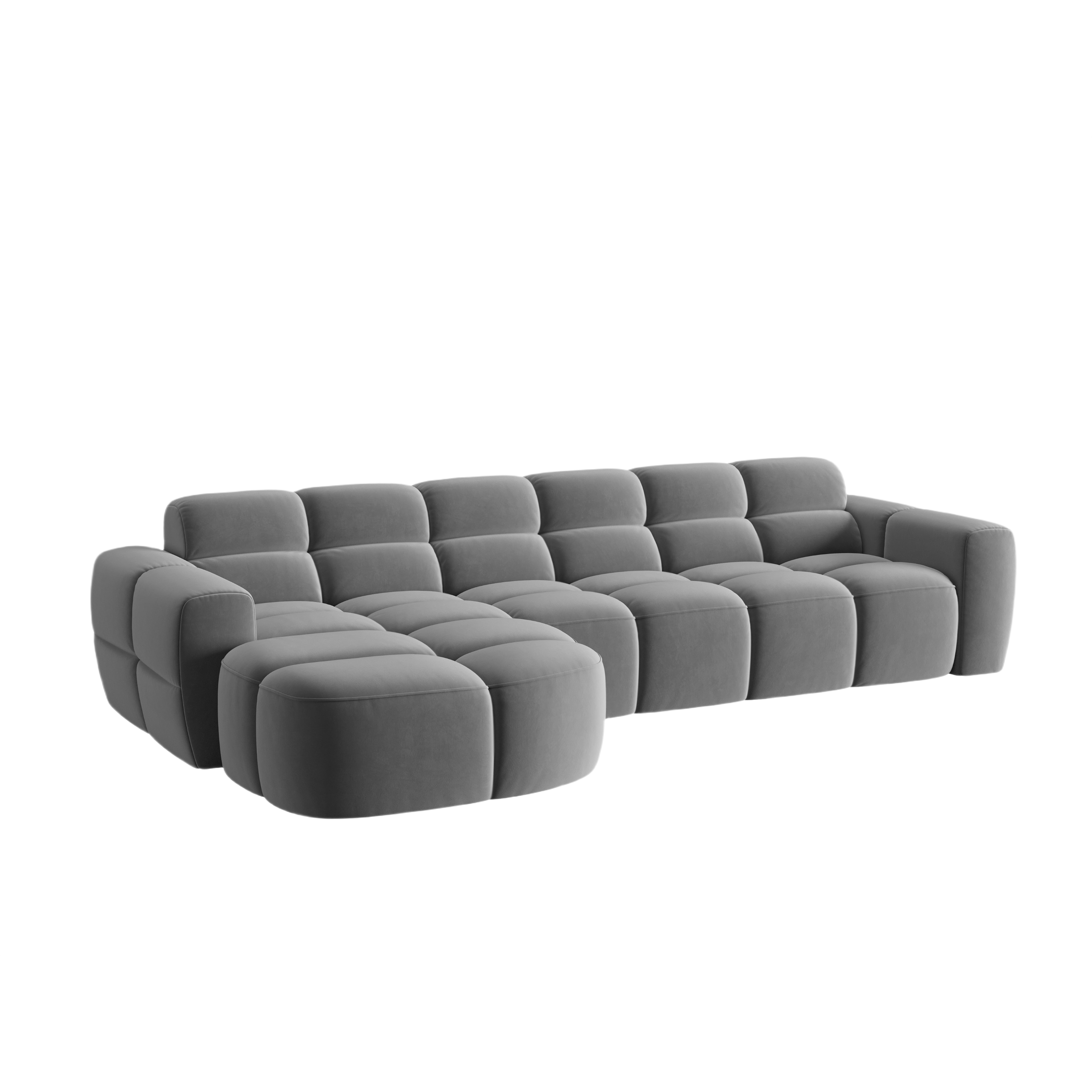 Left-facing velvet corner sofa LISA light gray