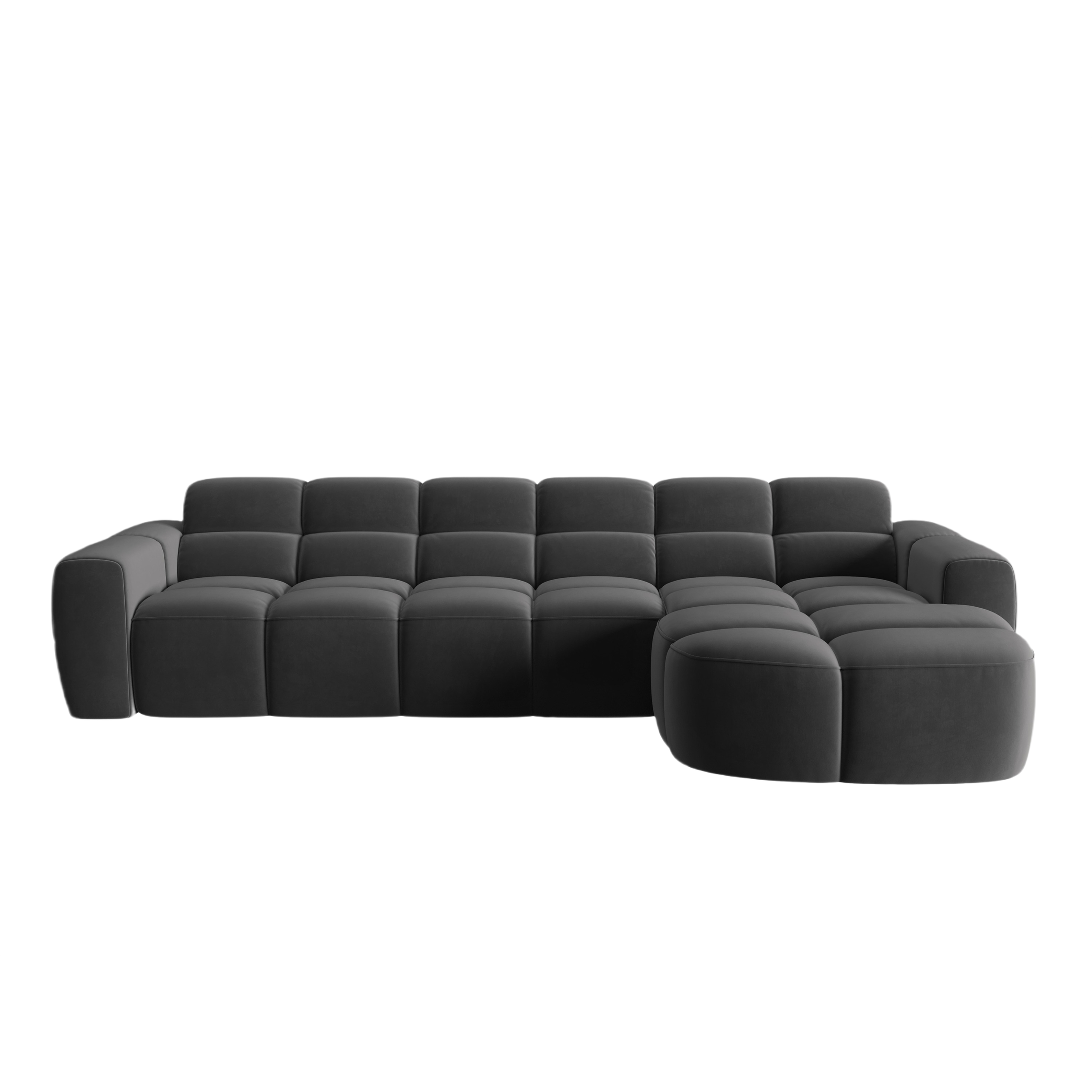 Right-facing velvet corner sofa LISA dark gray