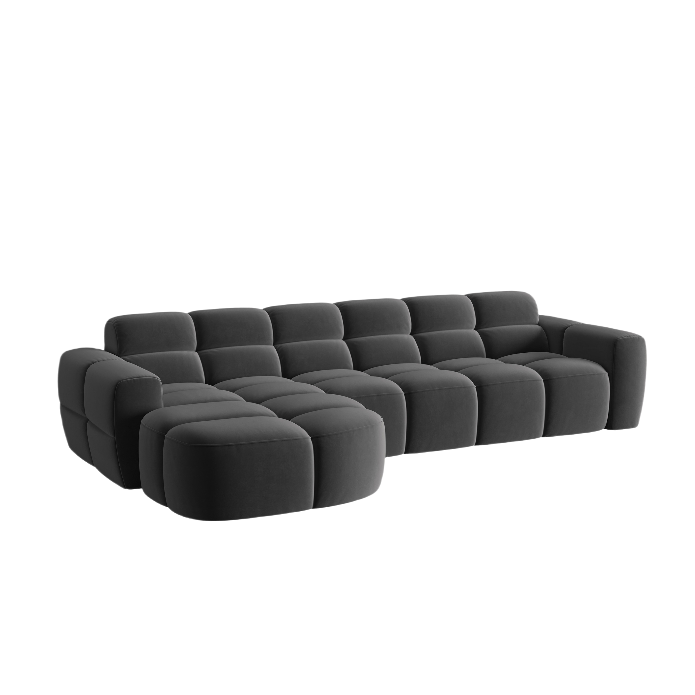 Left-facing velvet corner sofa LISA dark gray