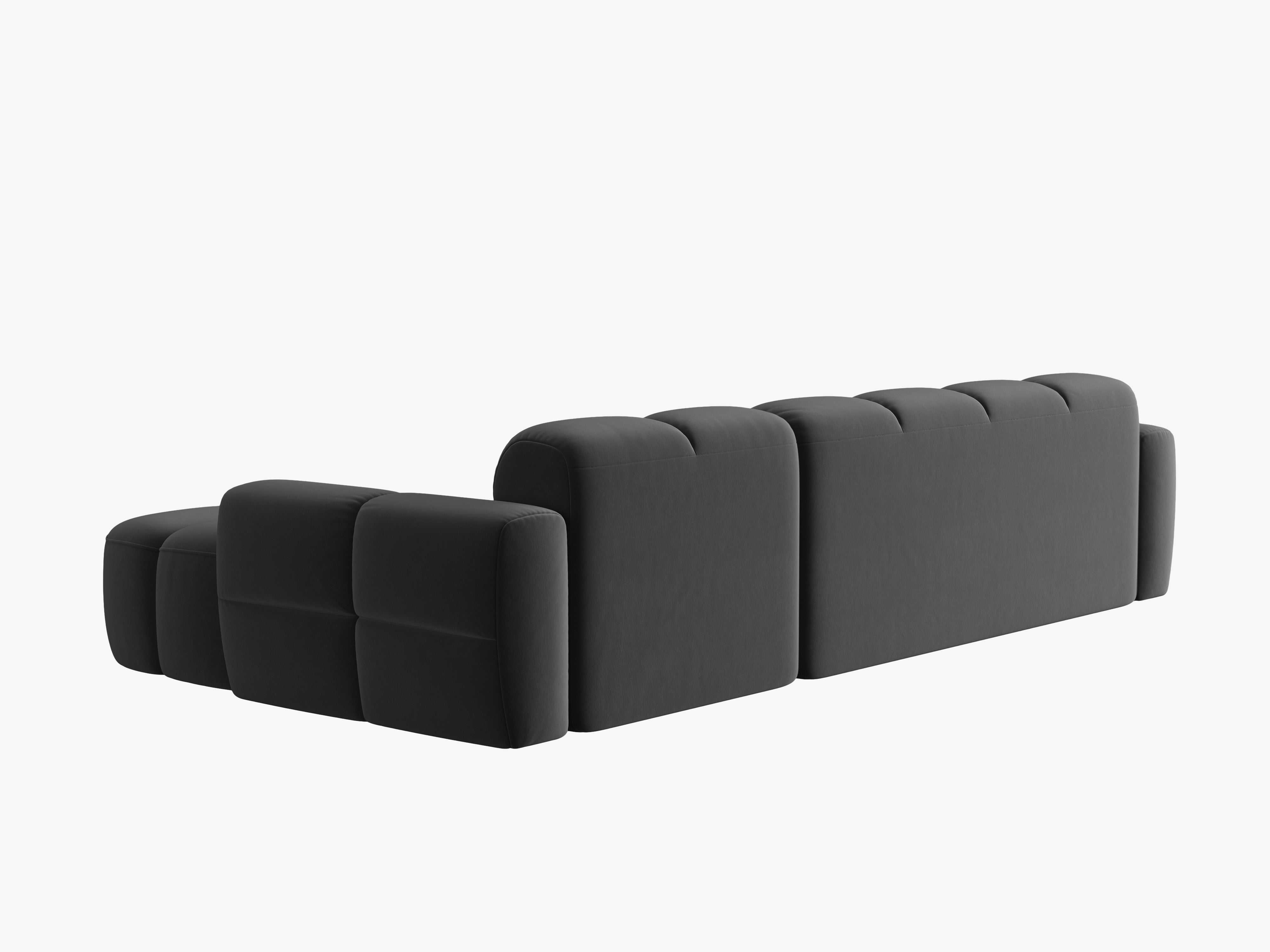 Right-facing velvet corner sofa LISA dark gray