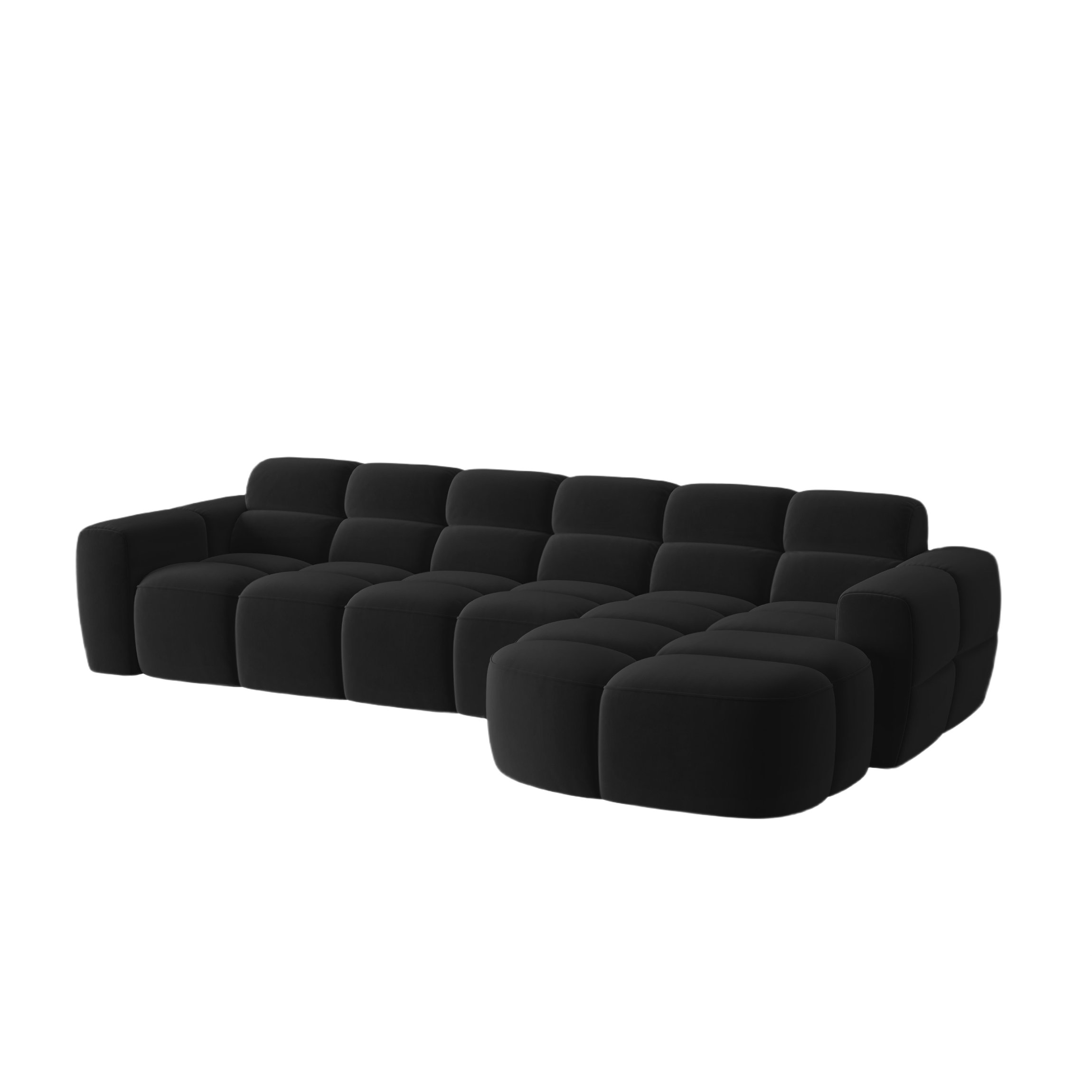 Right-facing velvet corner sofa LISA black