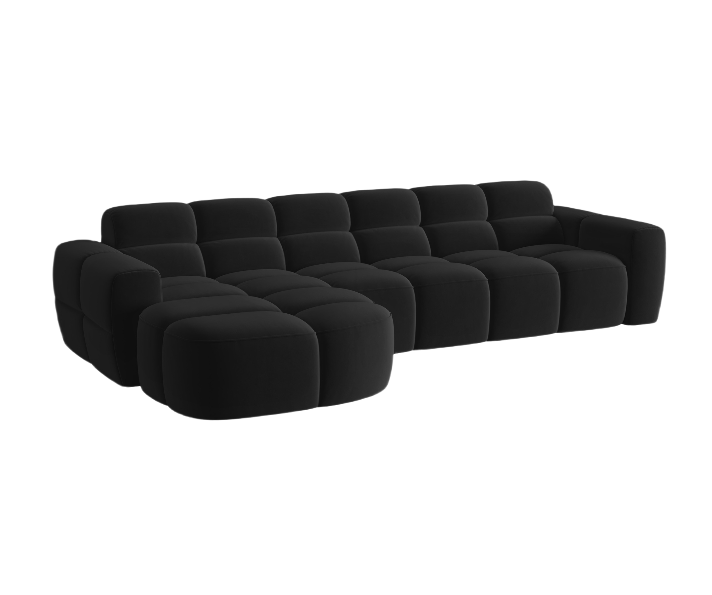 Samt-Ecksofa links LISA schwarz