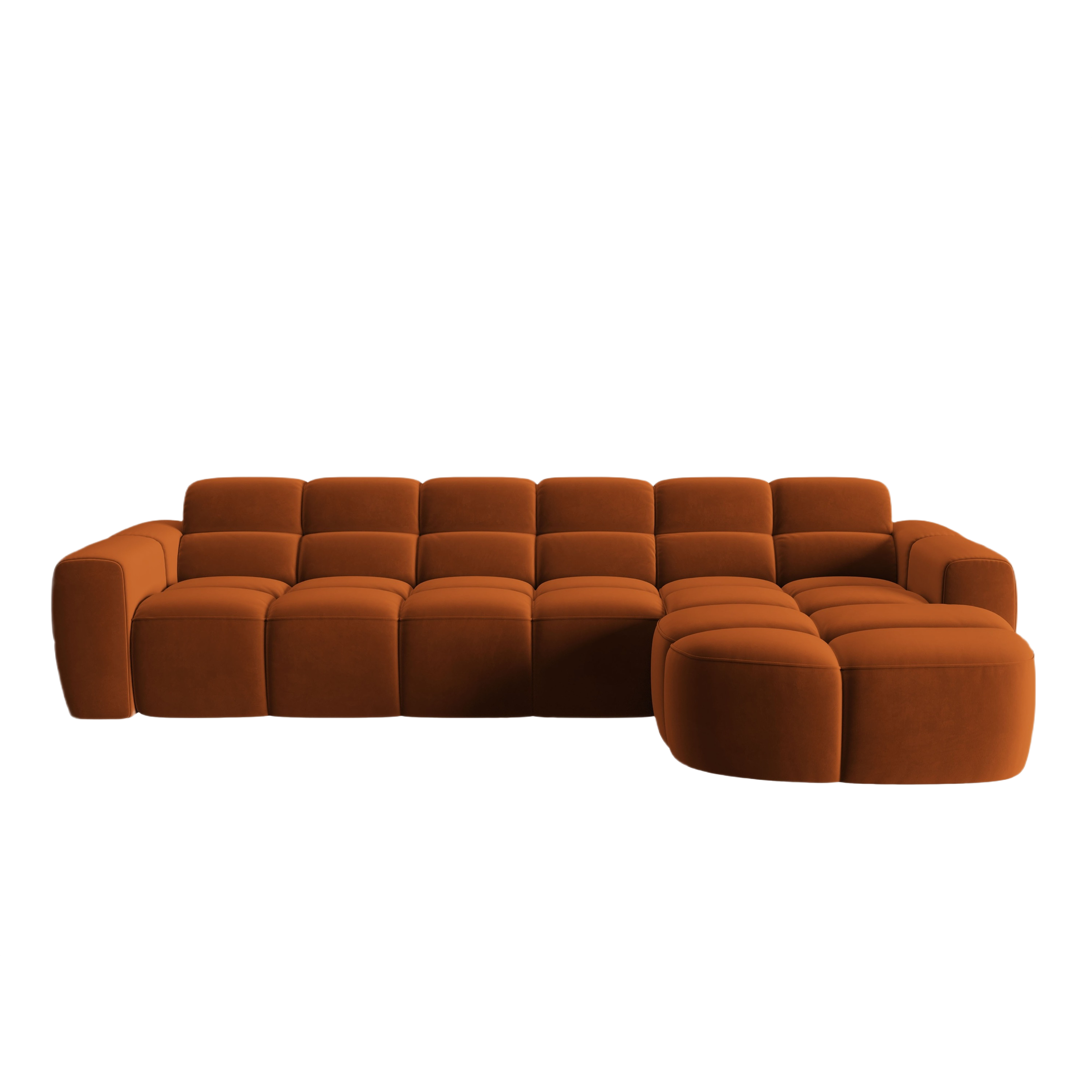 Samt-Ecksofa rechts LISA terrakotta