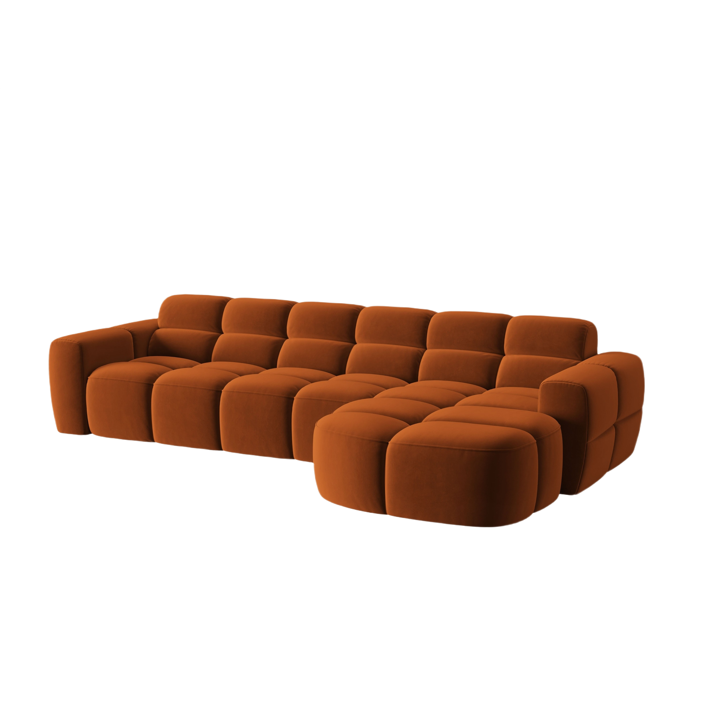 Samt-Ecksofa rechts LISA terrakotta
