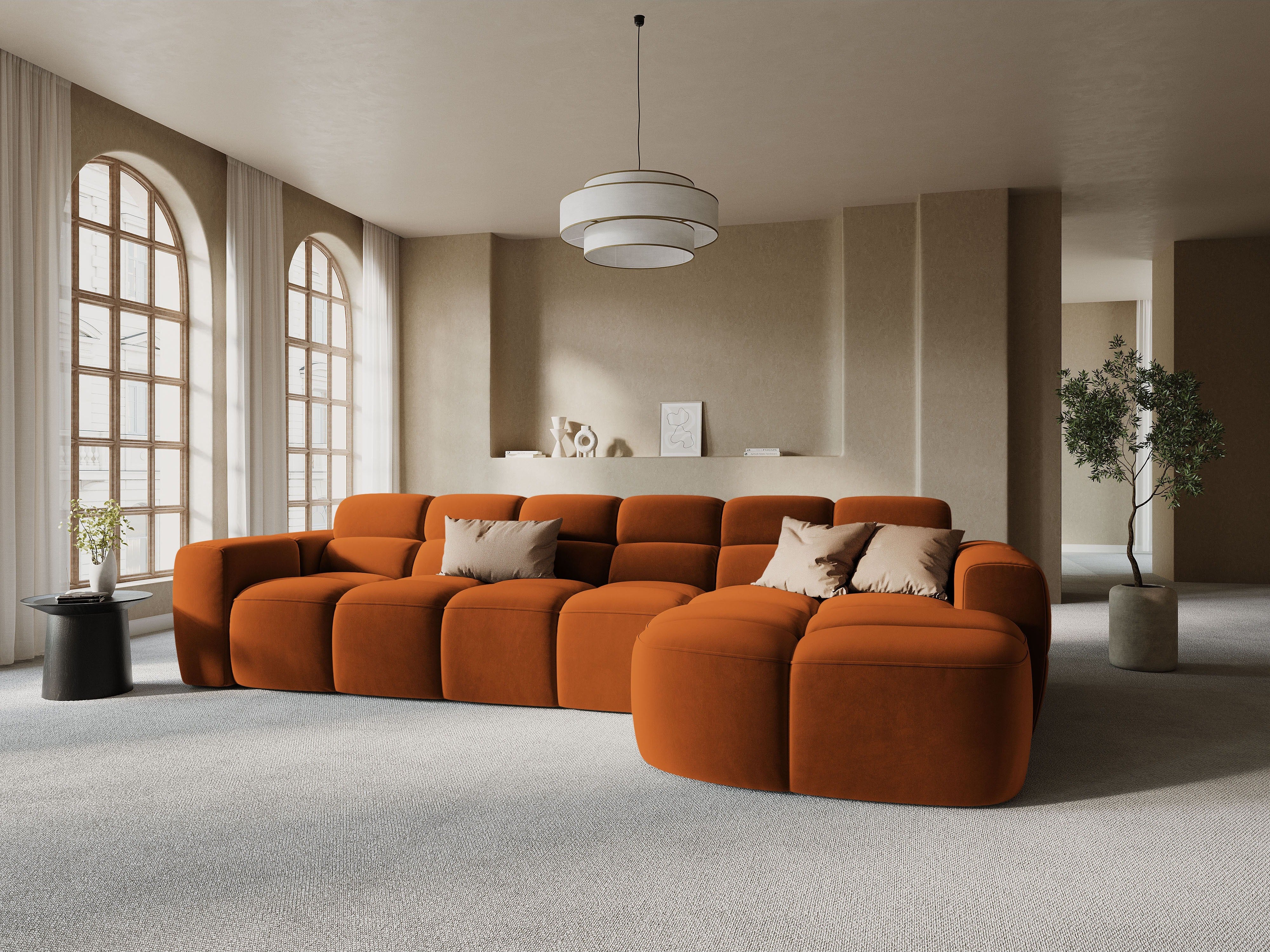 Samt-Ecksofa rechts LISA terrakotta