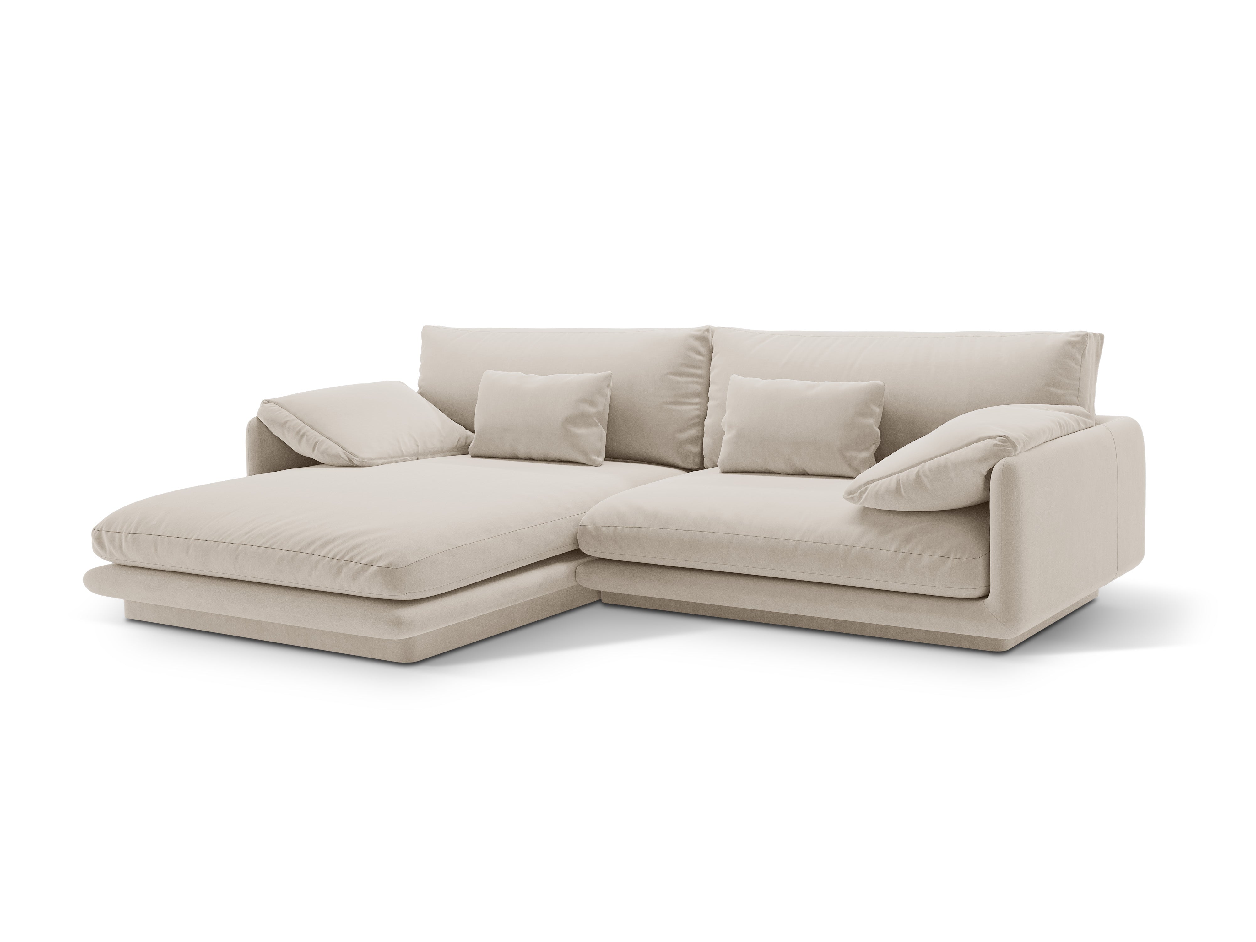 Velvet corner of 4-person left-sided Torino Ecru