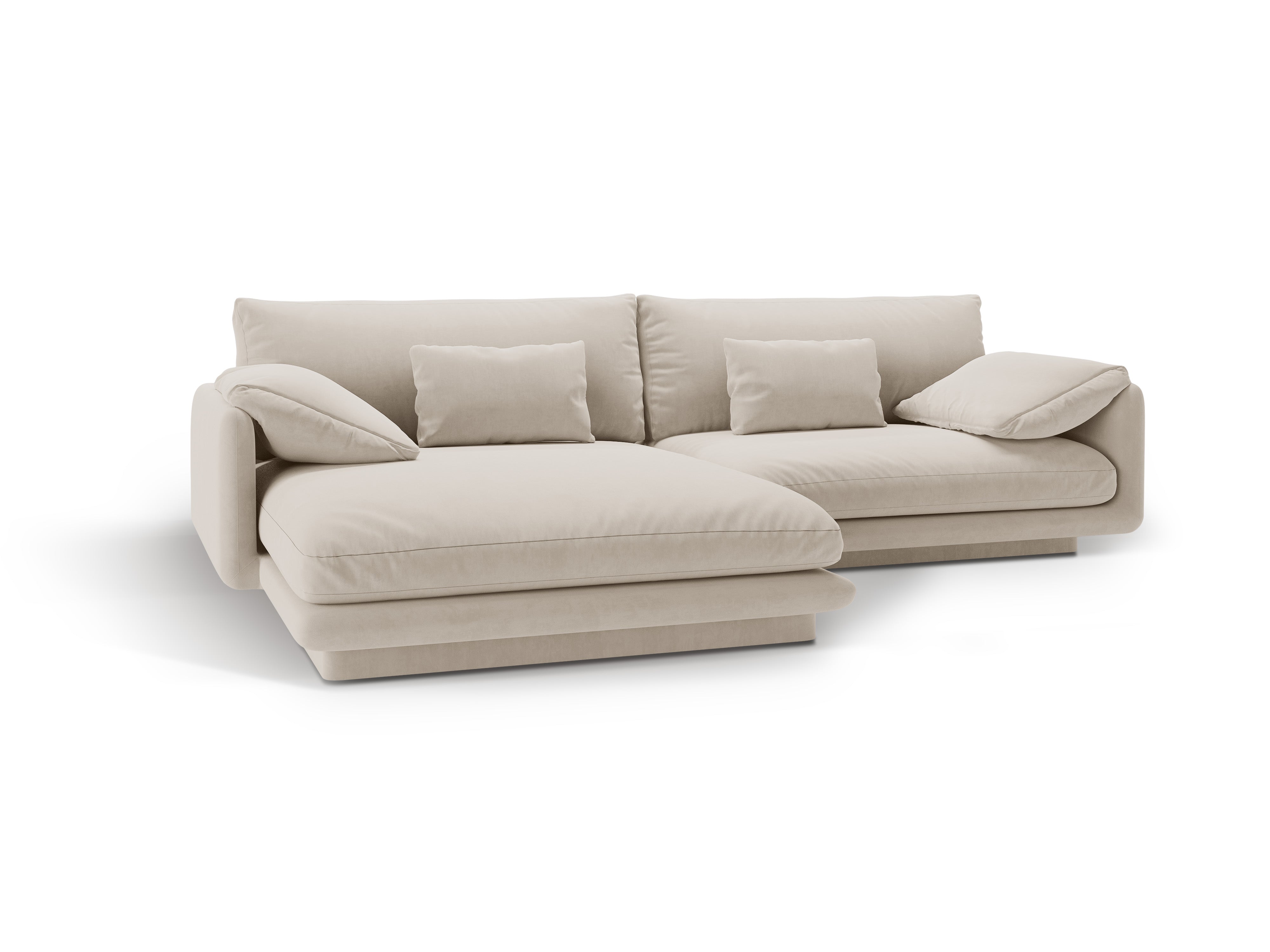 Velvet corner of 4-person left-sided Torino Ecru