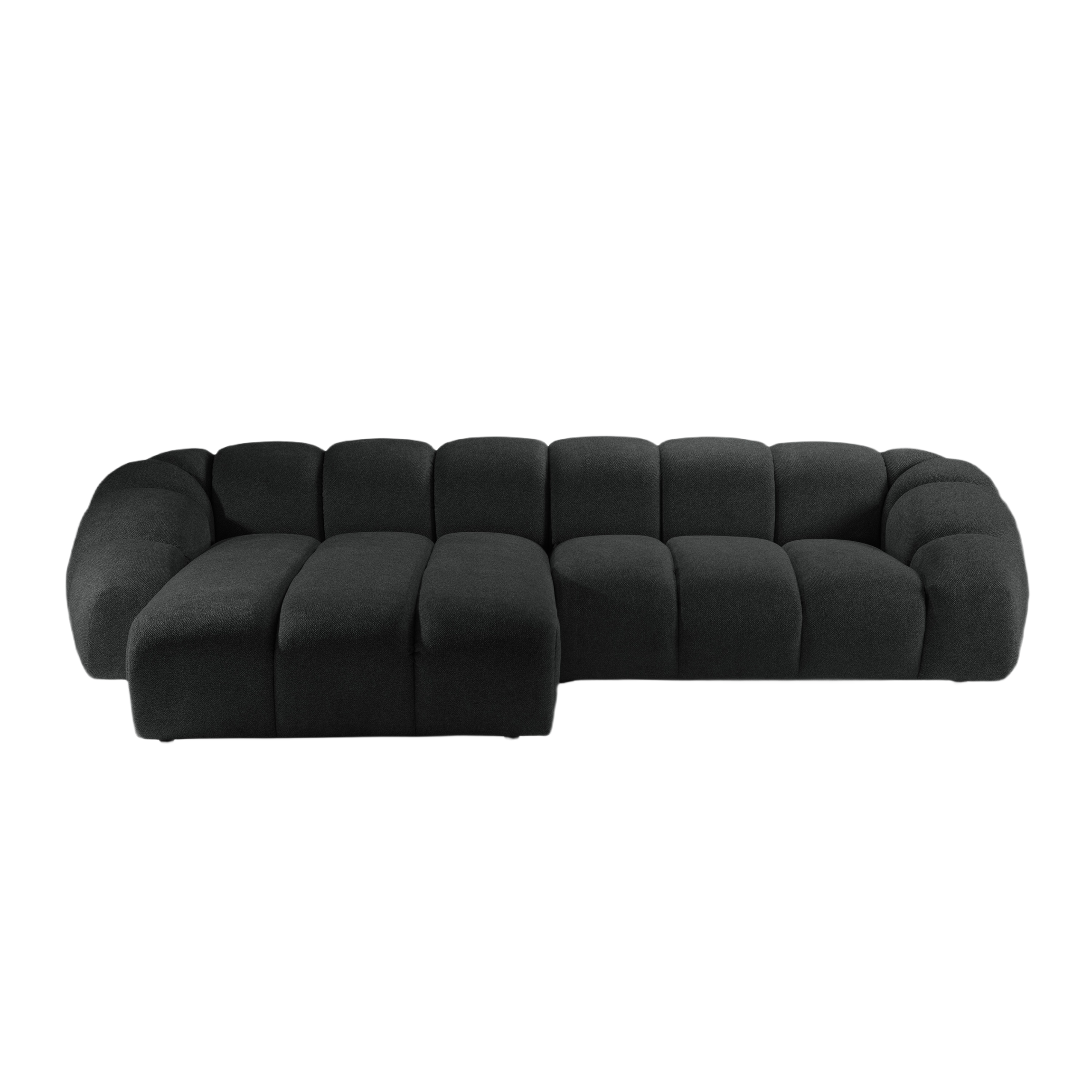 4-sitziger linker Ecksofa DIANA in anthrazitfarbenem Chenille