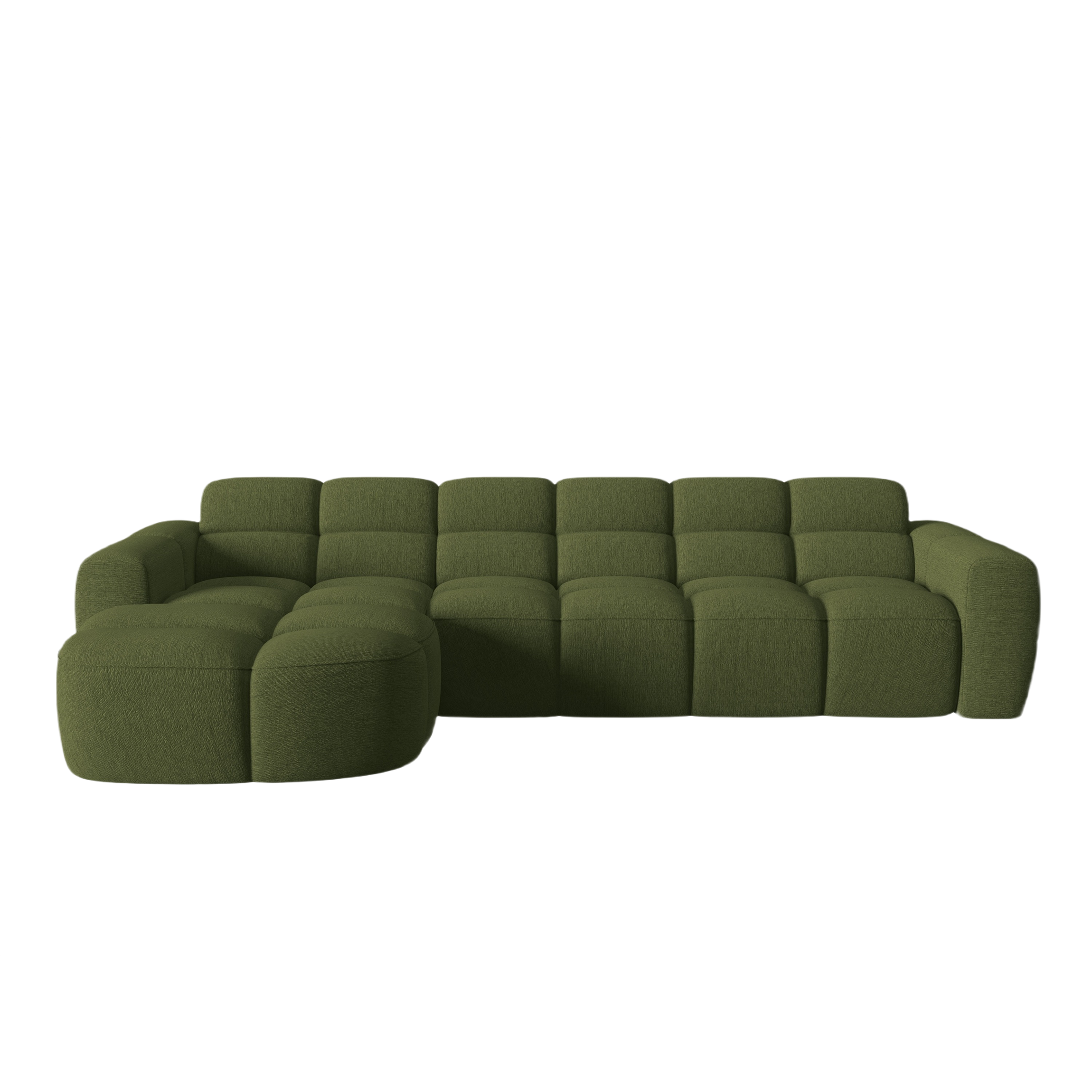 Left-sided corner sofa LISA green chenille