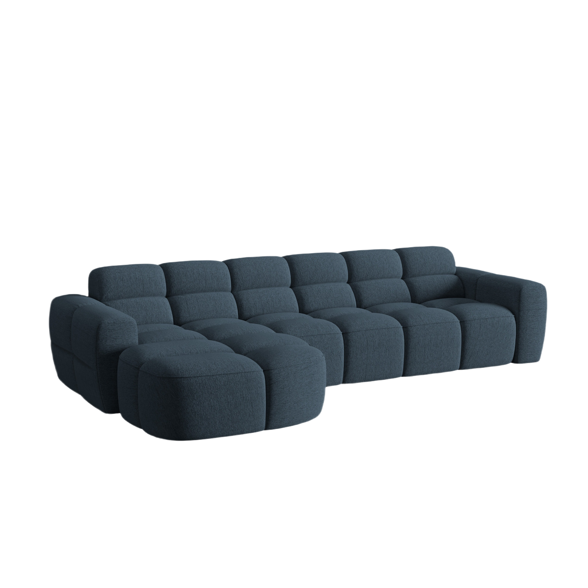 Left-sided corner sofa LISA dark blue chenille