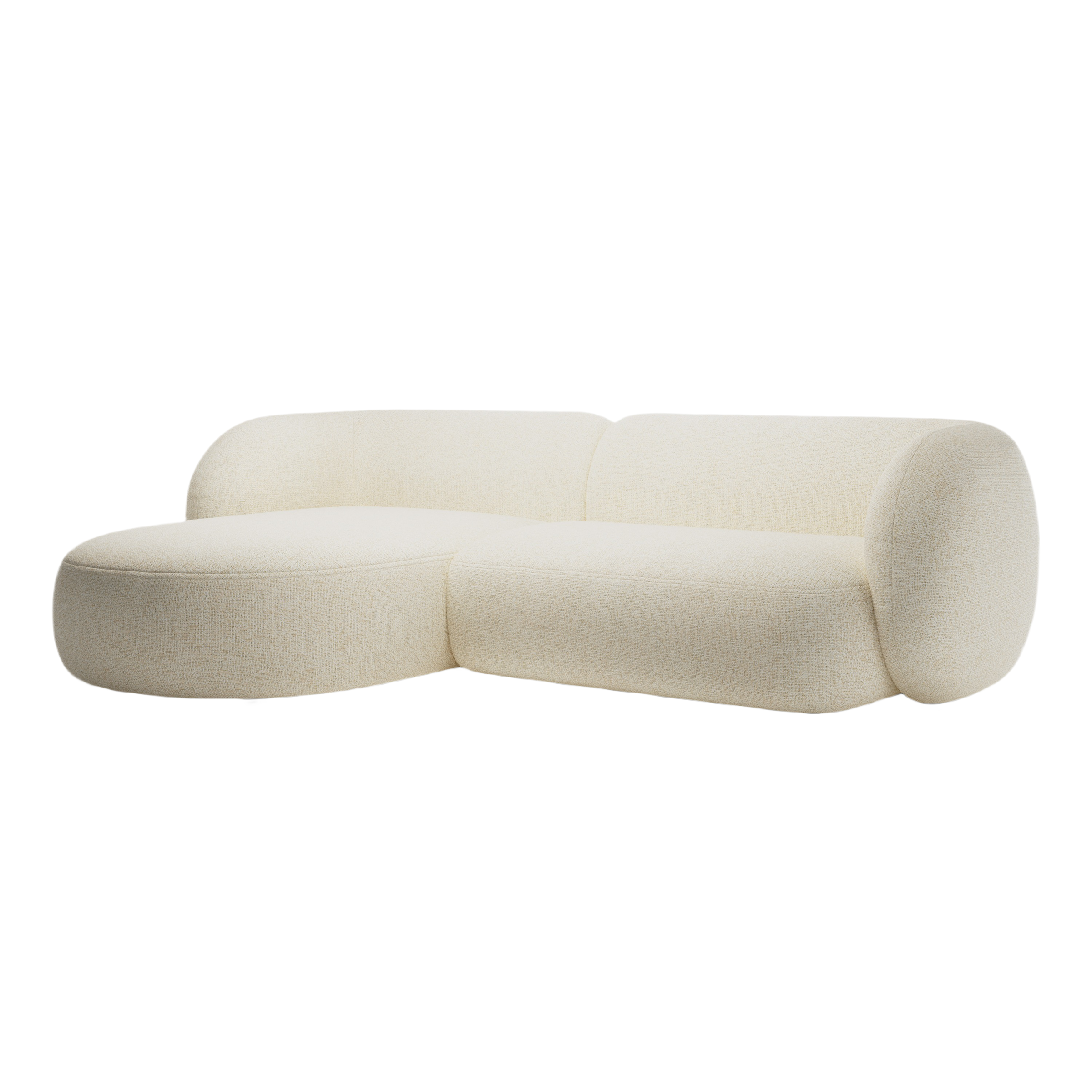 Linksseitiges 3-Sitzer-Sofa KATE hellbeige Melange