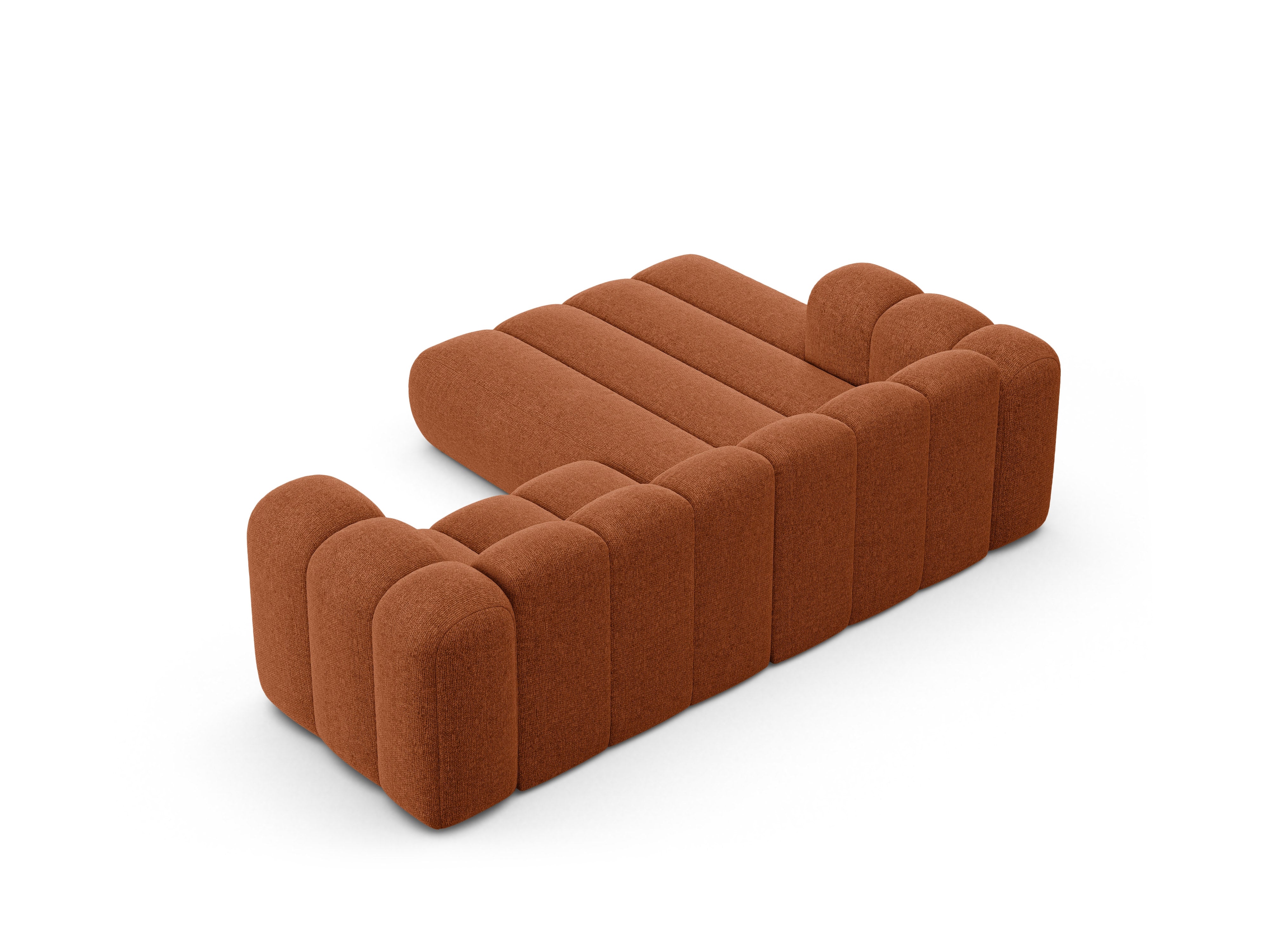 3-sitzige linke Eckcouch LUPINE ziegelrot Chenille