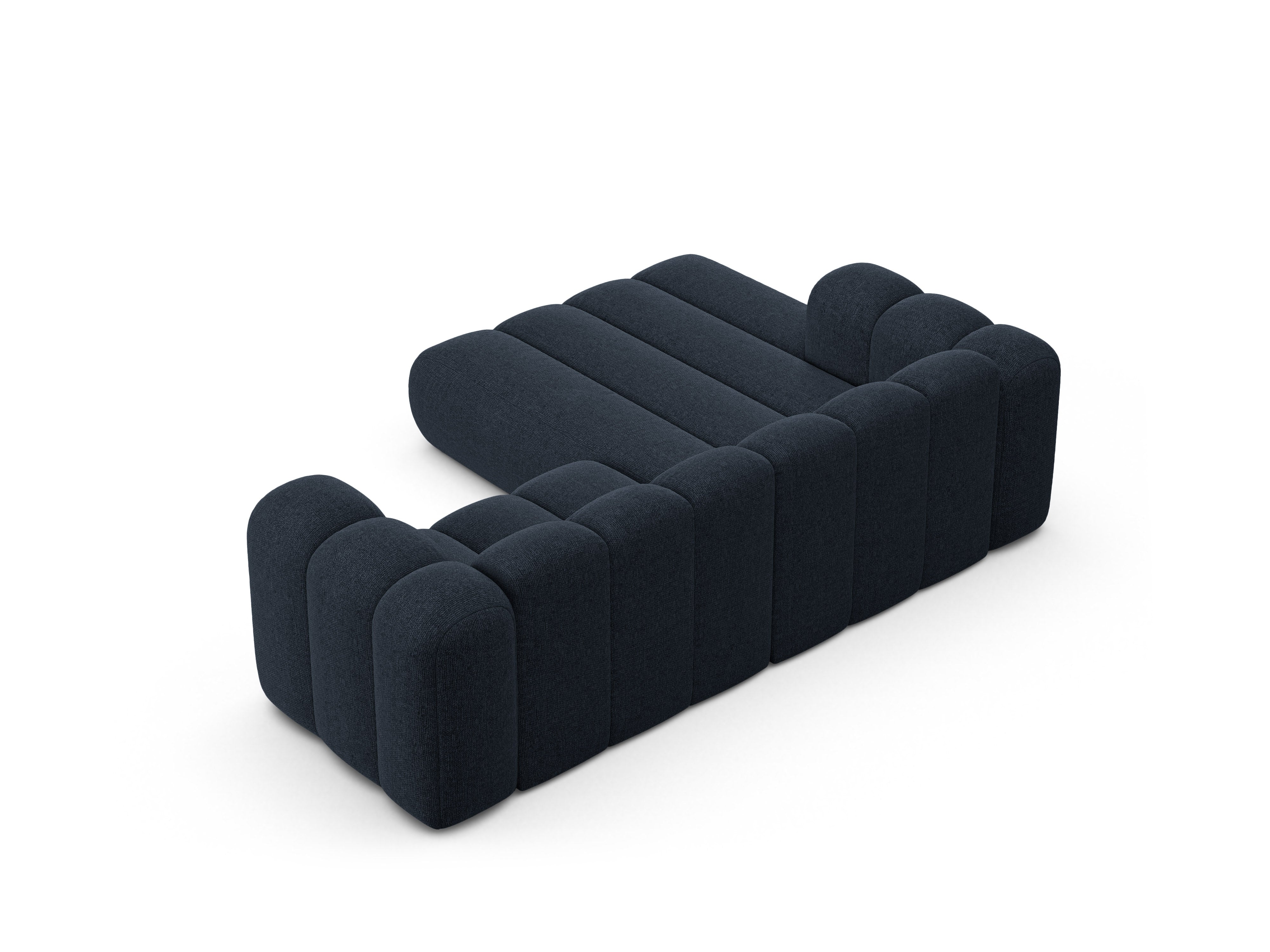 3-sitziger linker Ecksofa LUPINE in marineblauem Chenille
