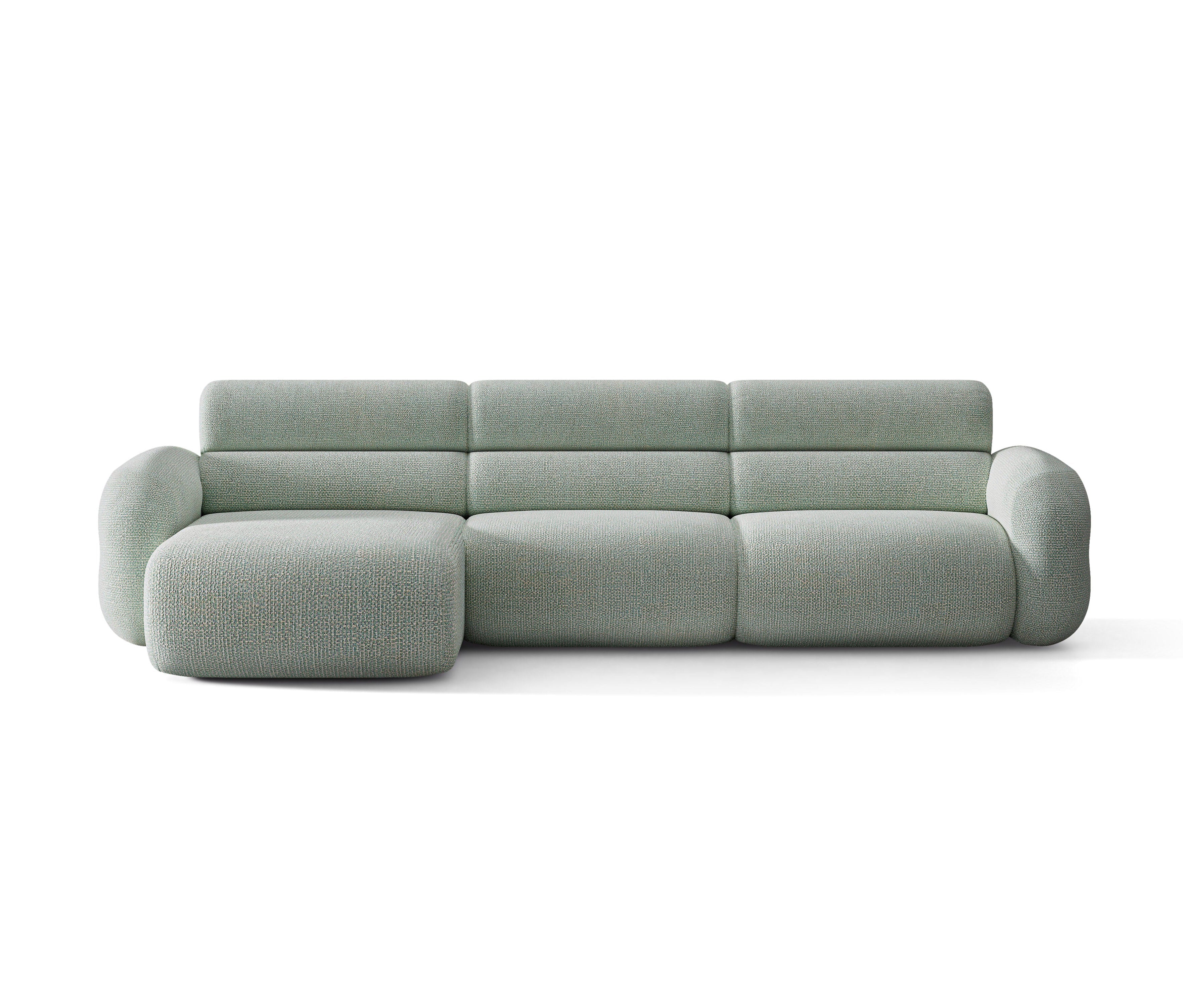 Linke NEO-Eckcouch in blauer Melange