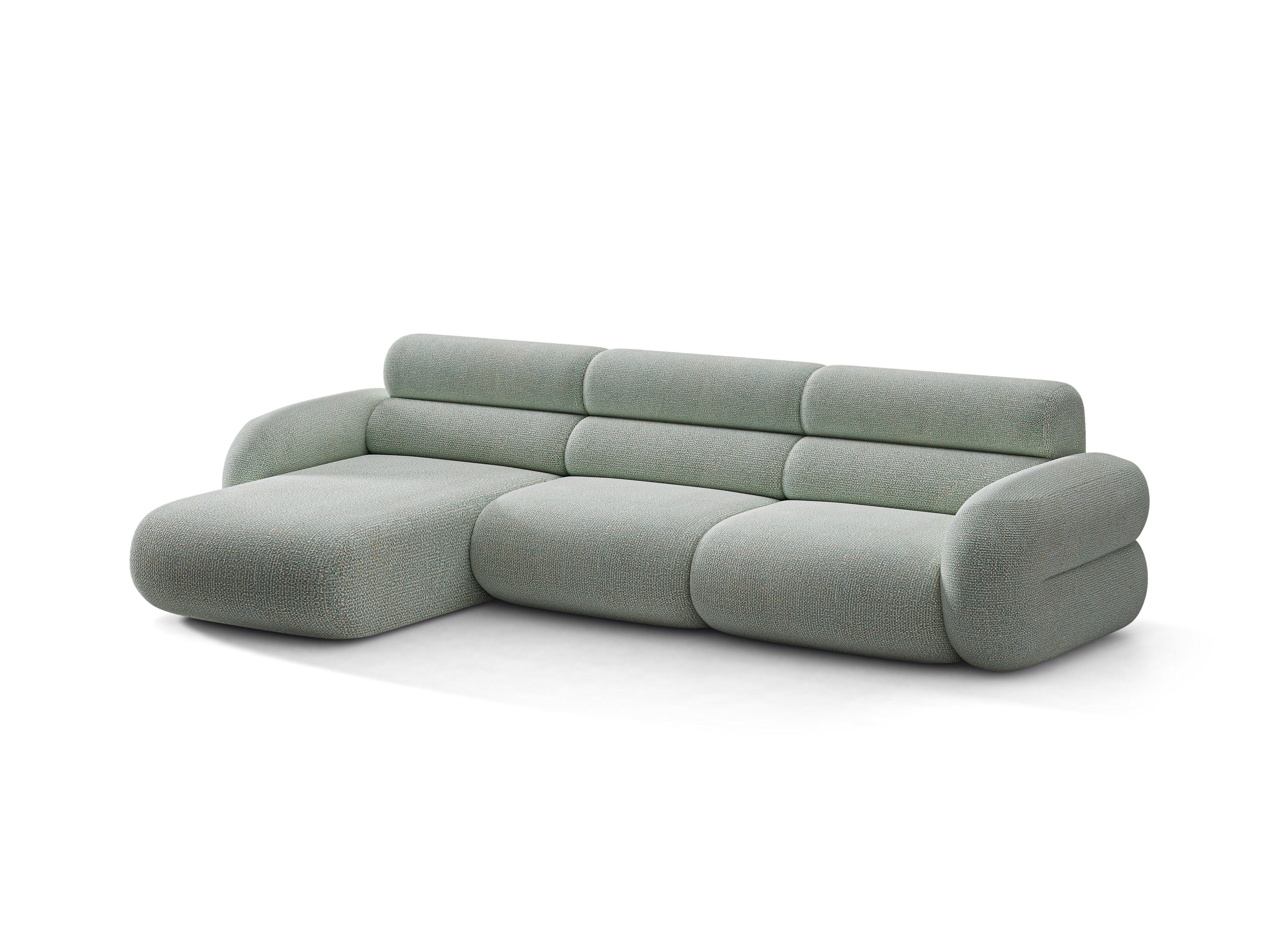 Linke NEO-Eckcouch in blauer Melange