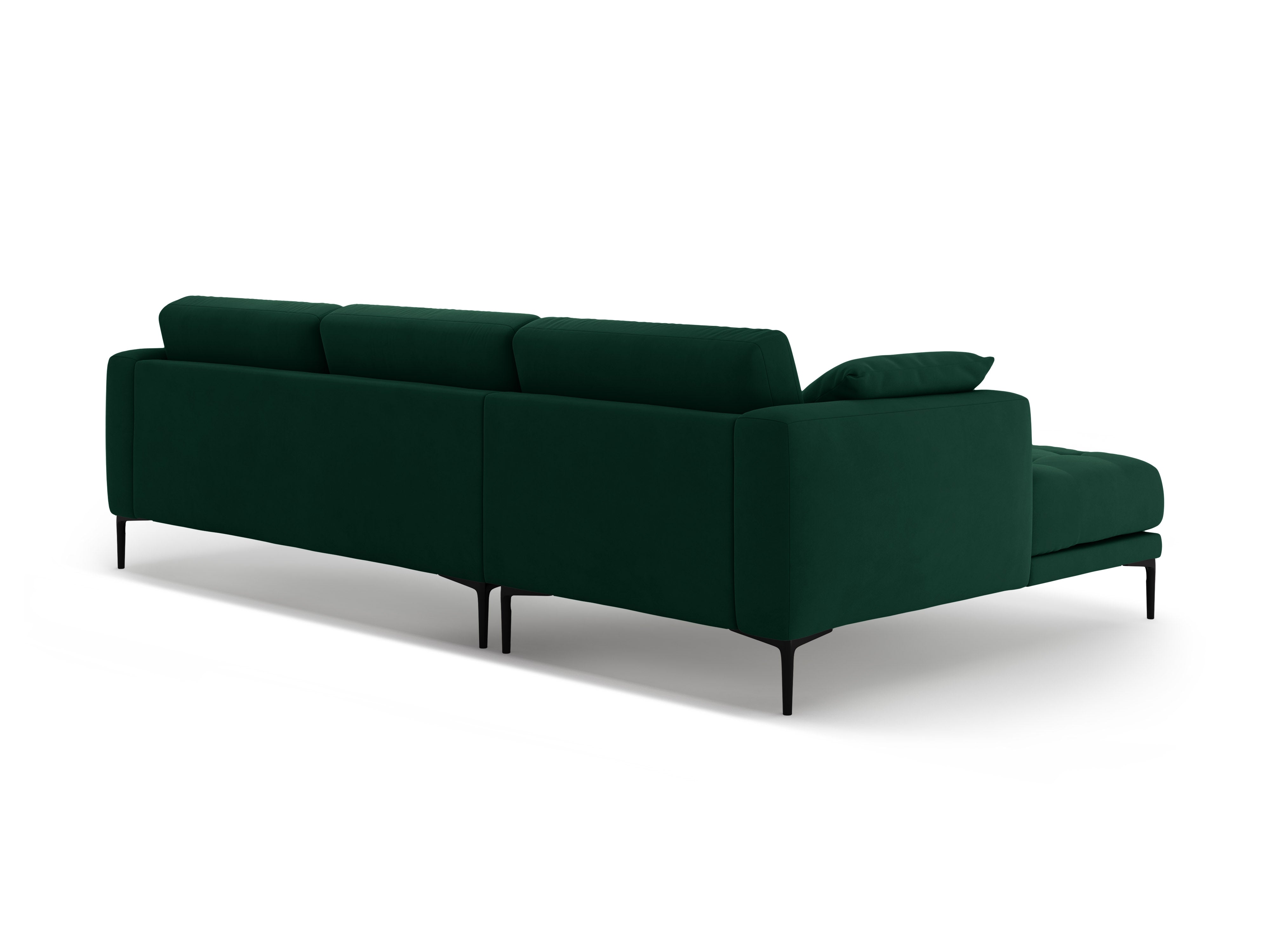 Left-facing velvet corner sofa BEMY bottle green