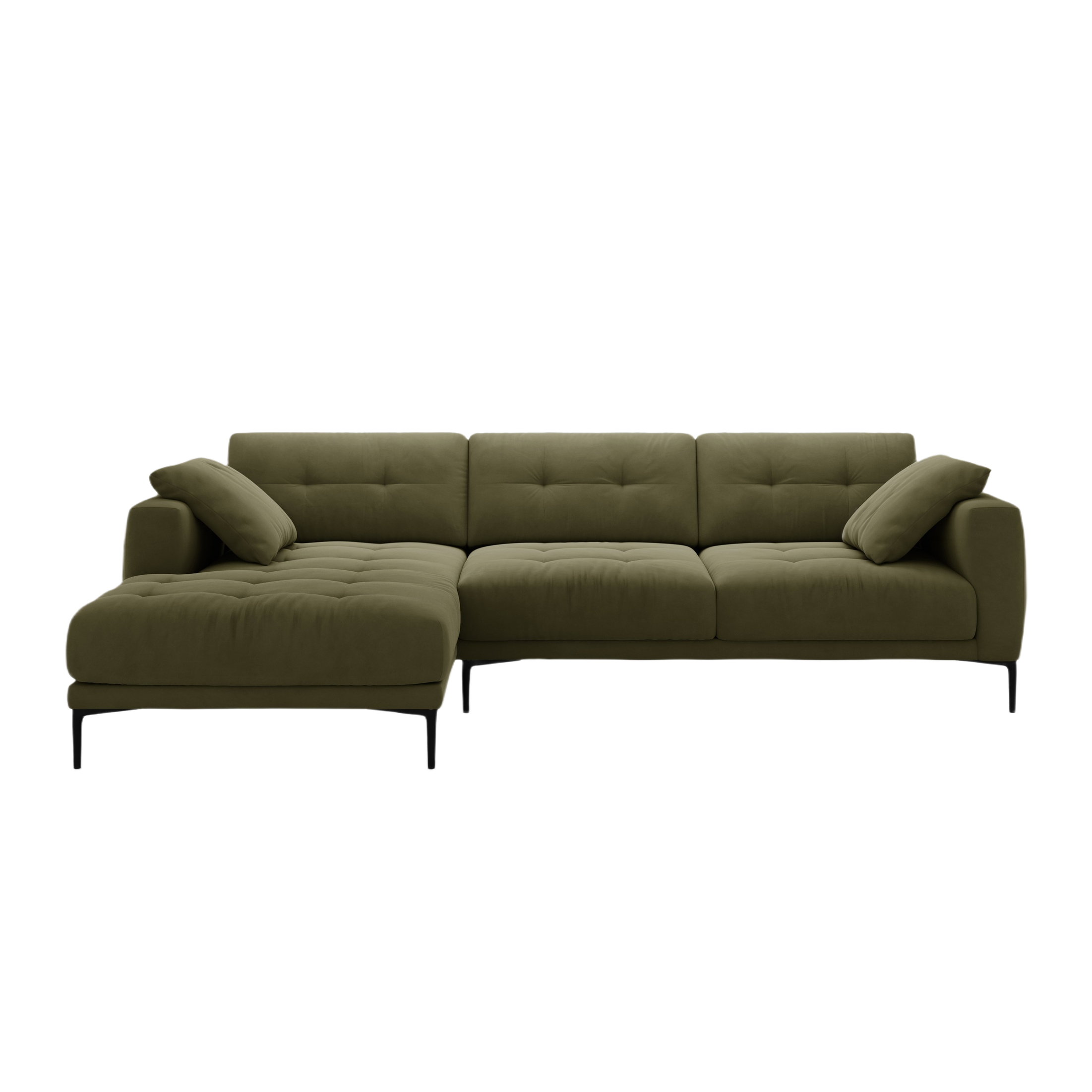 Left-facing velvet corner sofa BEMY green
