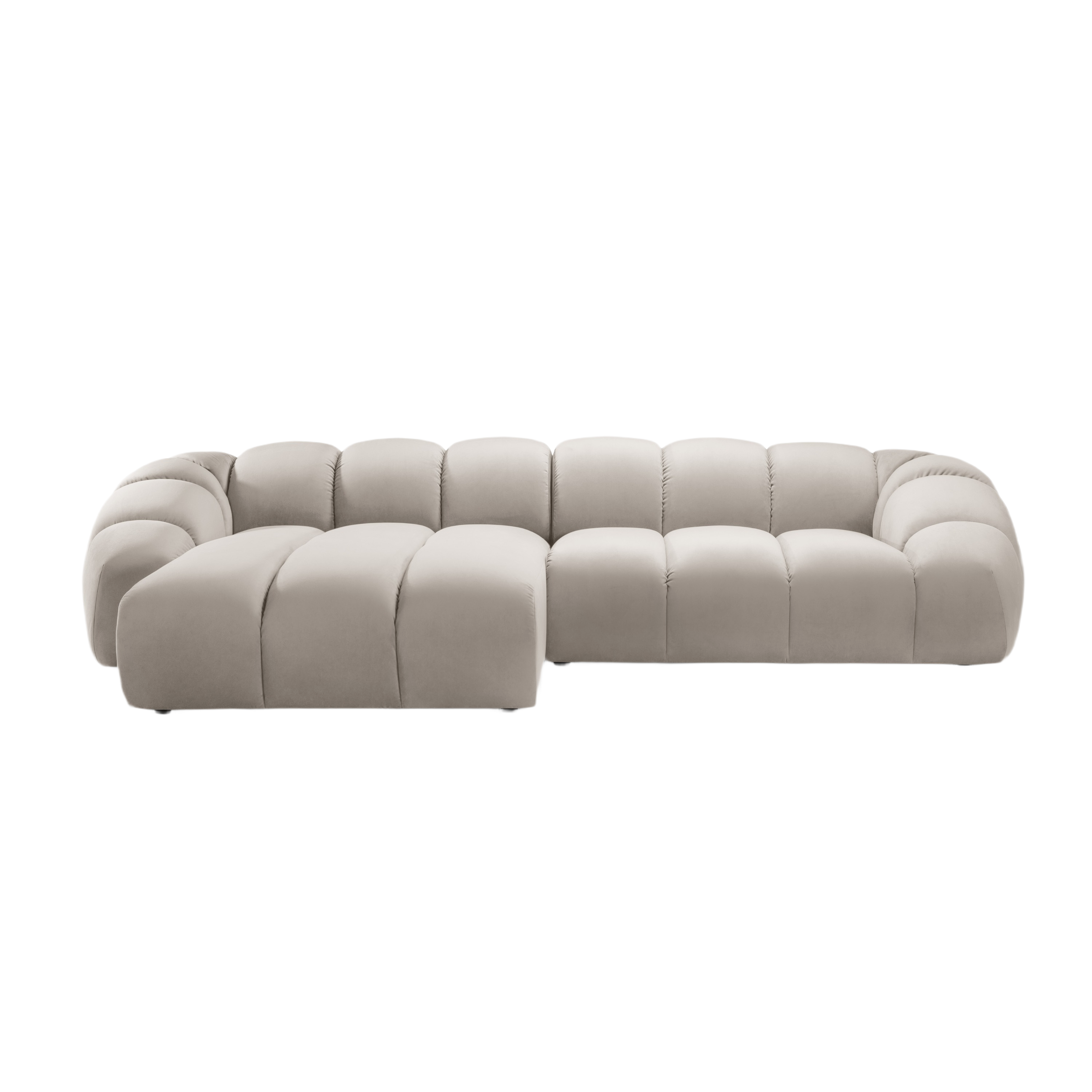 Velvet Left Corner Sofa, "Diana", 4 Seats, Beige, 334x182x72
Made in Europe