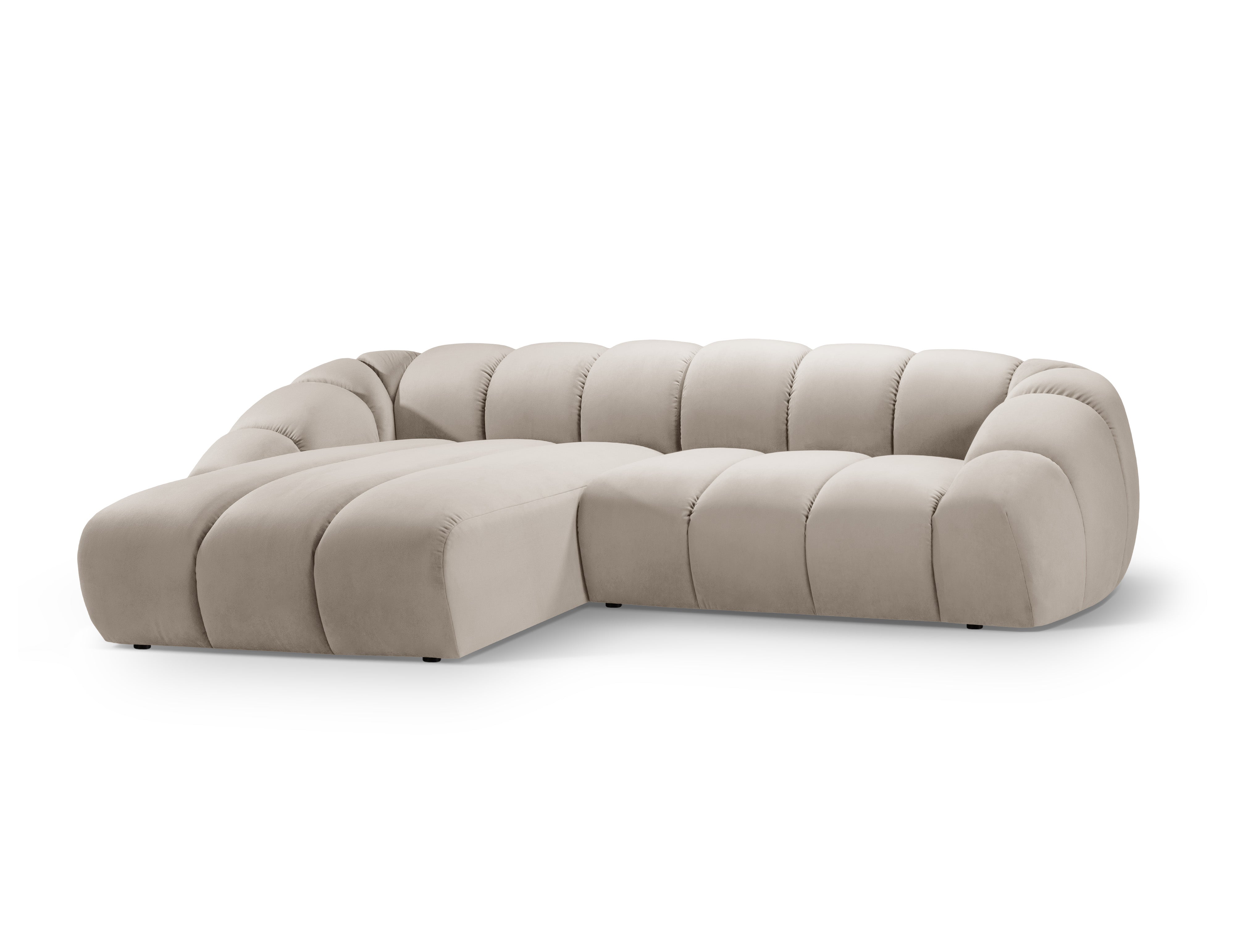 Velvet Left Corner Sofa, "Diana", 4 Seats, Beige, 334x182x72
Made in Europe
