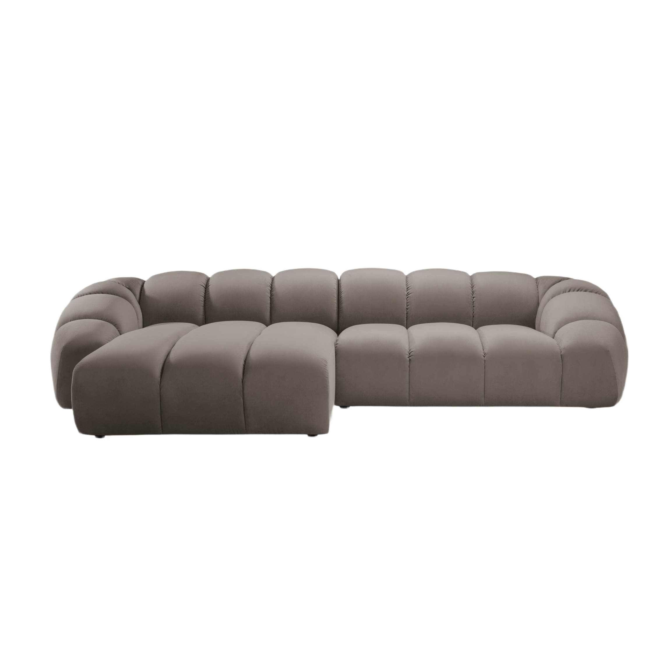 Velvet Left Corner Sofa, "Diana", 4 Seats, Gray Brown, 334x182x72
Made in Europe