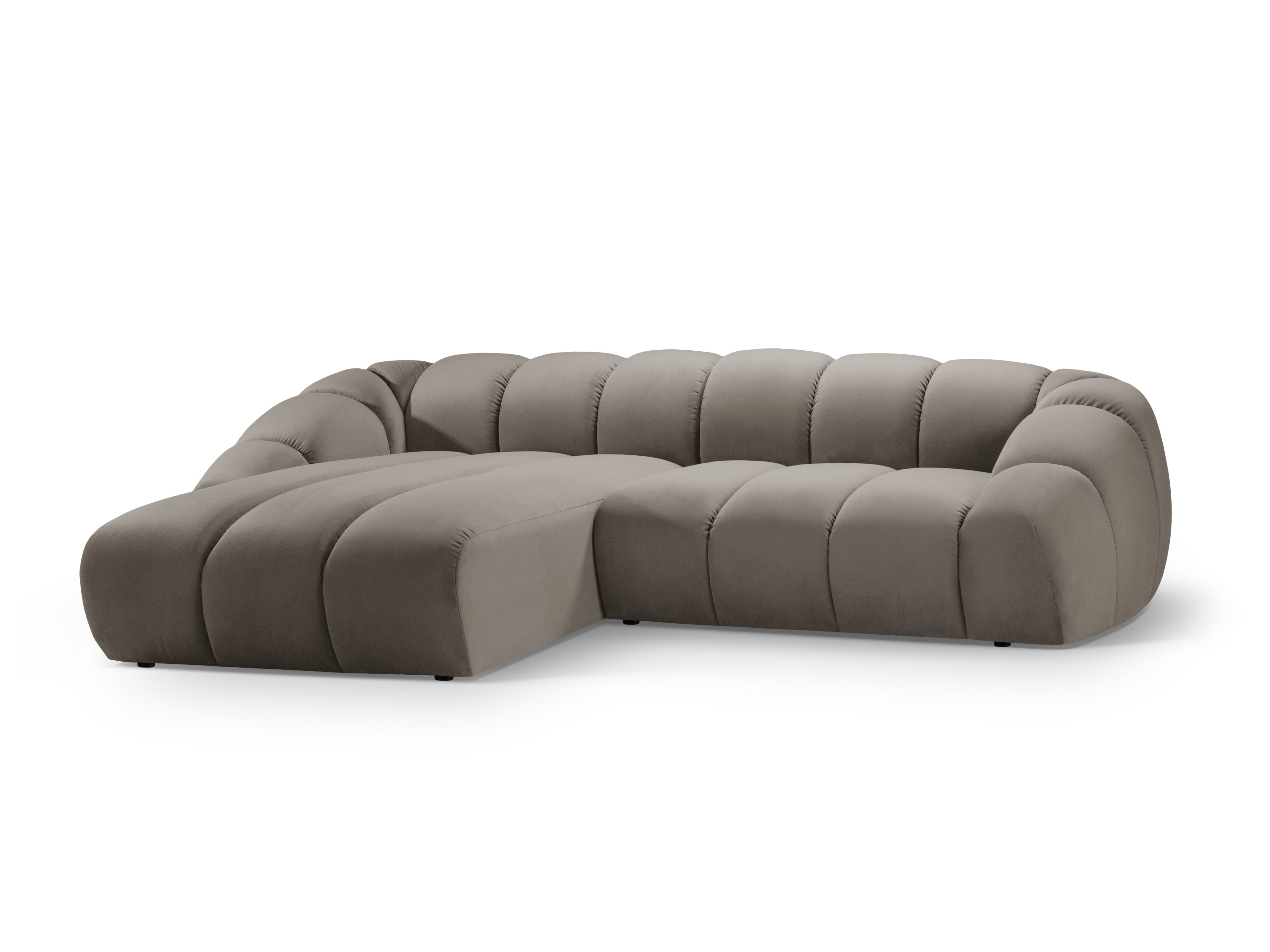 Velvet Left Corner Sofa, "Diana", 4 Seats, Gray Brown, 334x182x72
Made in Europe