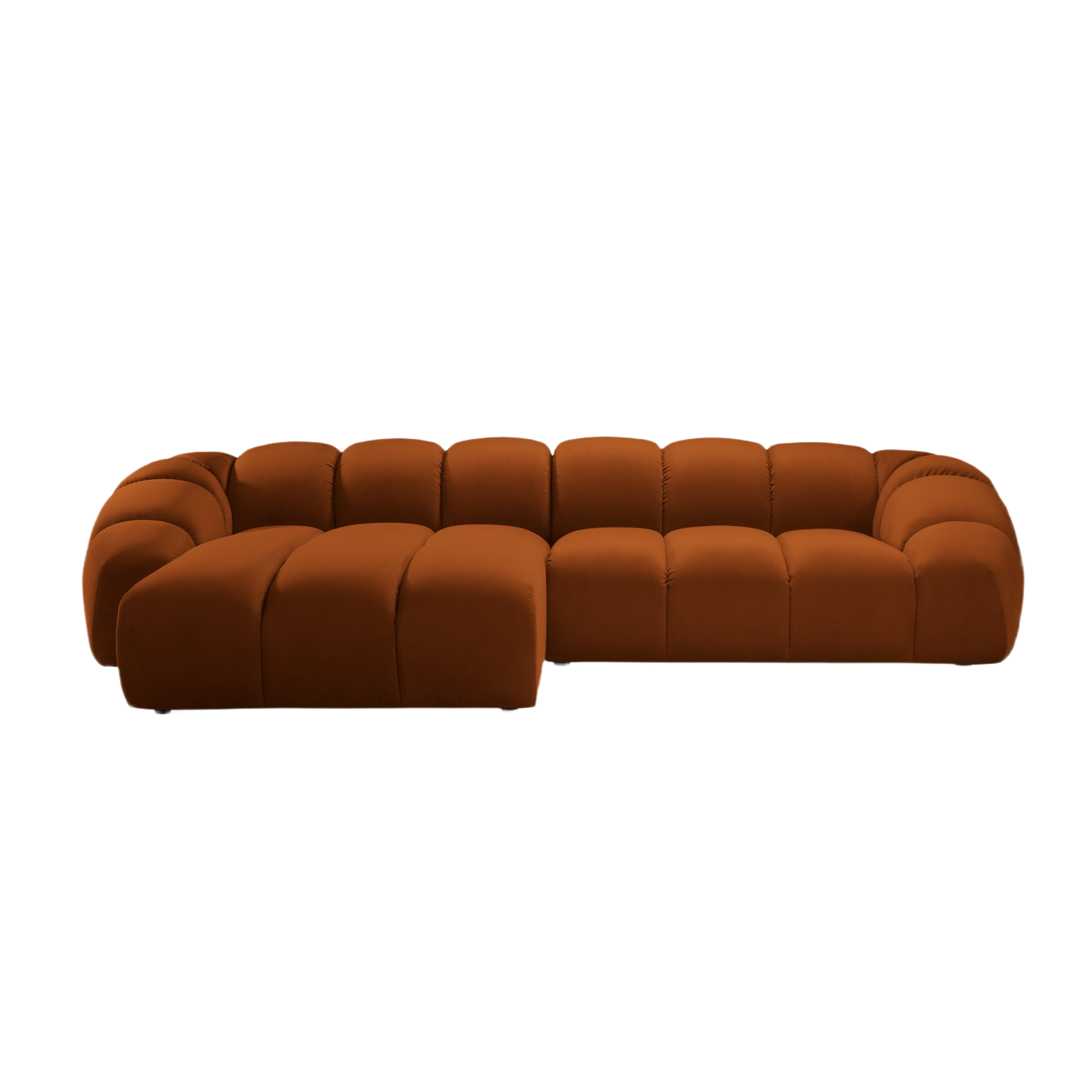 Velvet Left Corner Sofa, "Diana", 4 Seats, Terracotta, 334x182x72
Made in Europe