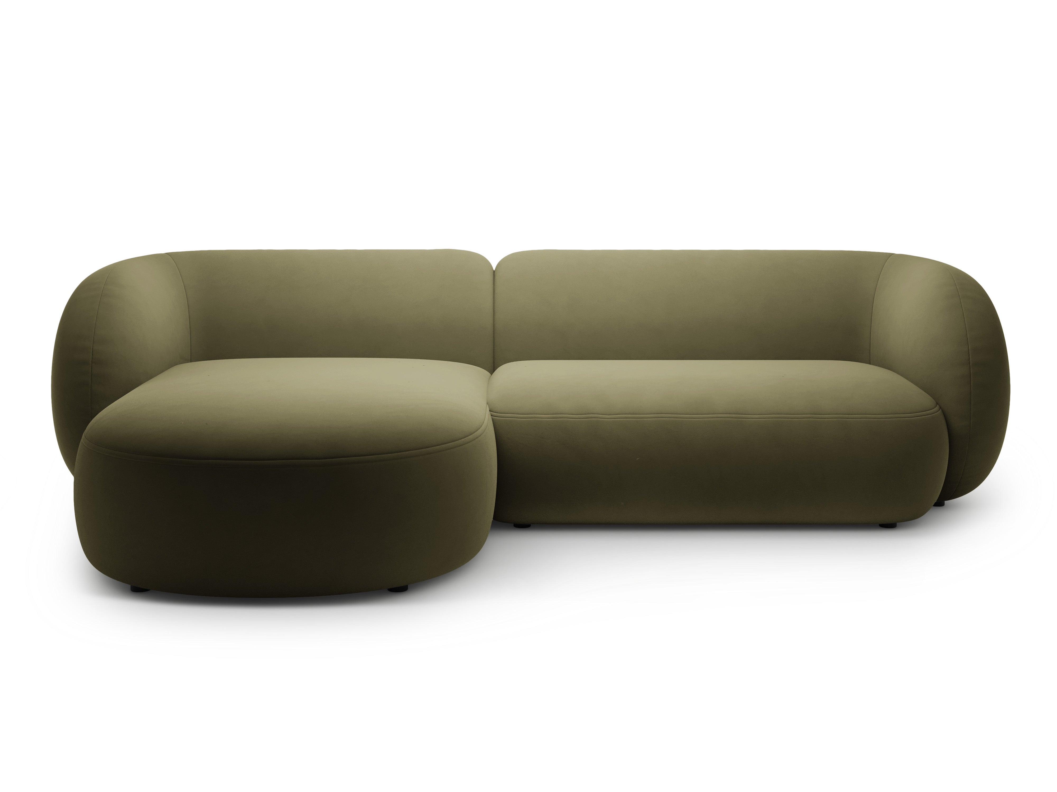 Left-facing velvet corner sofa for 3 people KATE green