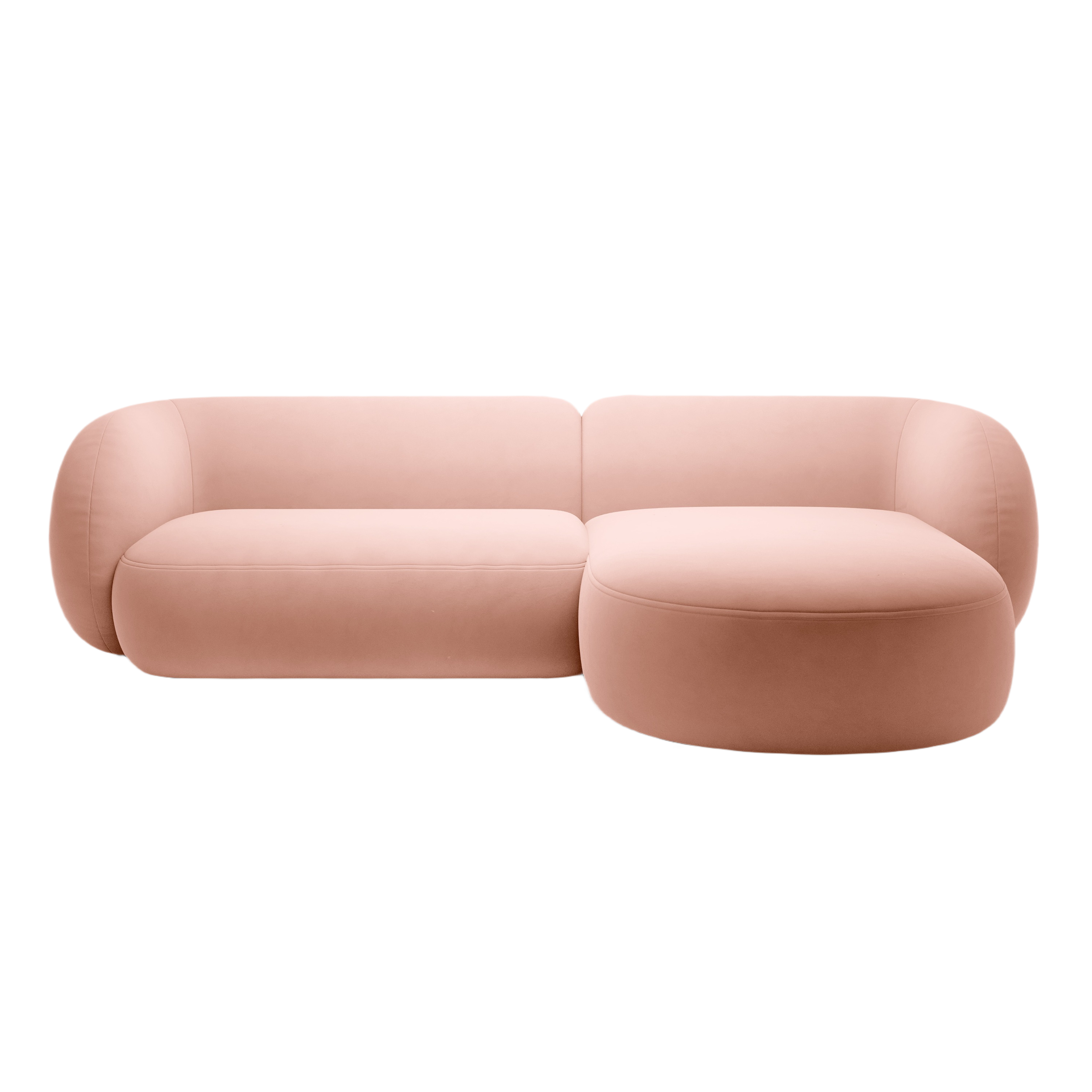 Samt-Ecksofa rechtsseitig 3-sitzig KATE rosa