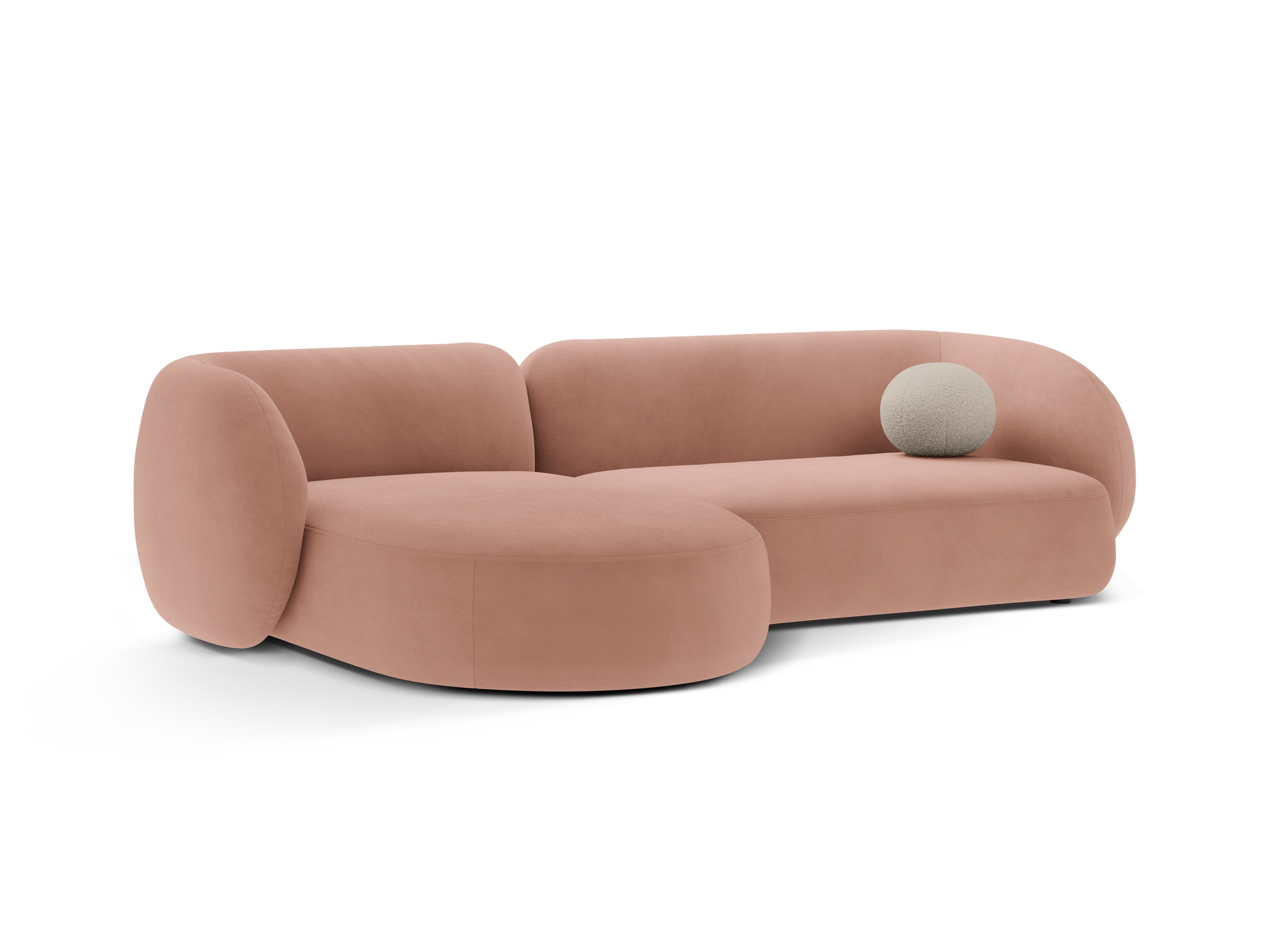 Left-facing velvet corner sofa for 3 people KATE pink
