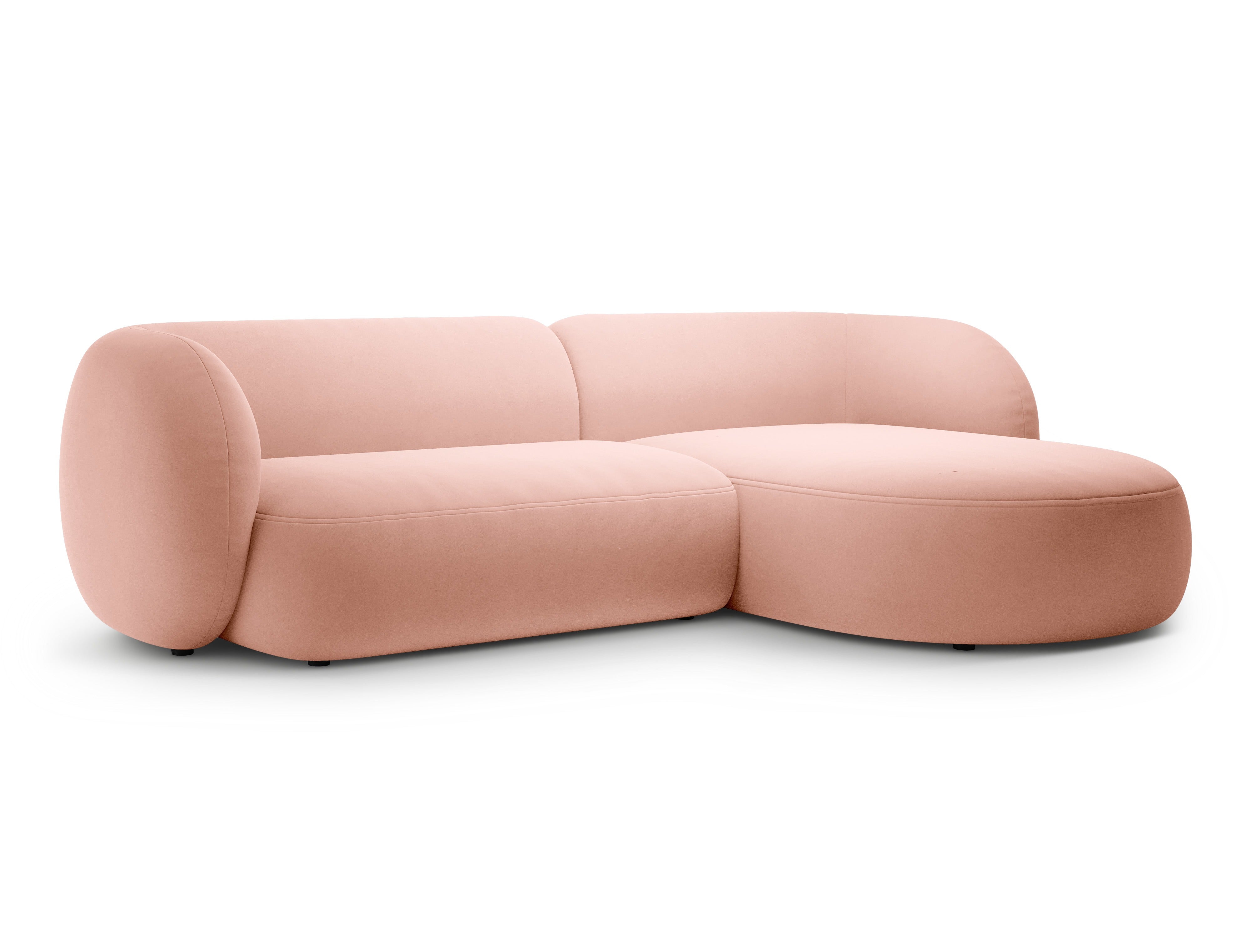 Samt-Ecksofa rechtsseitig 3-sitzig KATE rosa