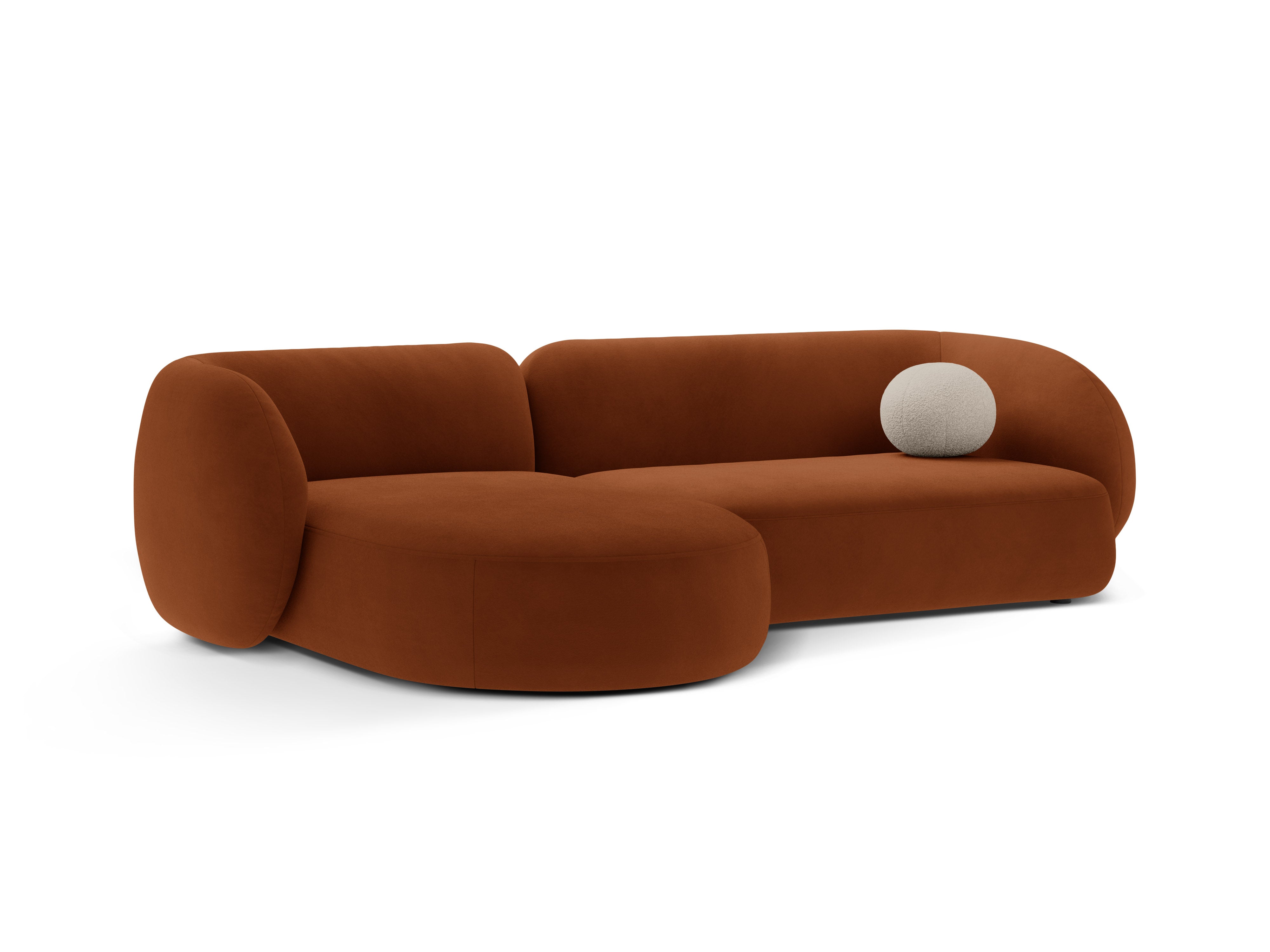 Samt-Ecksofa linksseitig 3-sitzig KATE terracotta