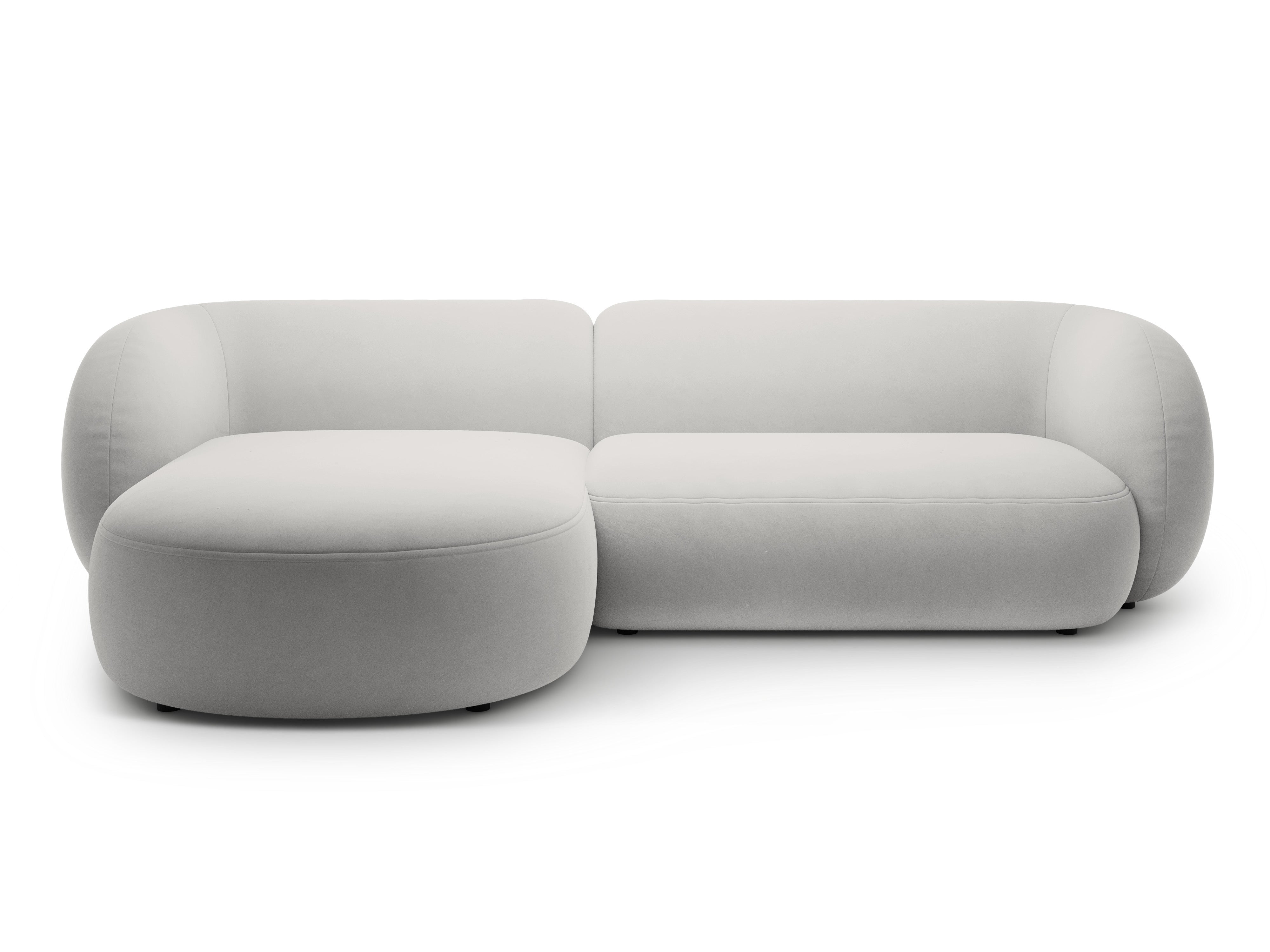 Left-facing velvet corner sofa for 3 people KATE light gray