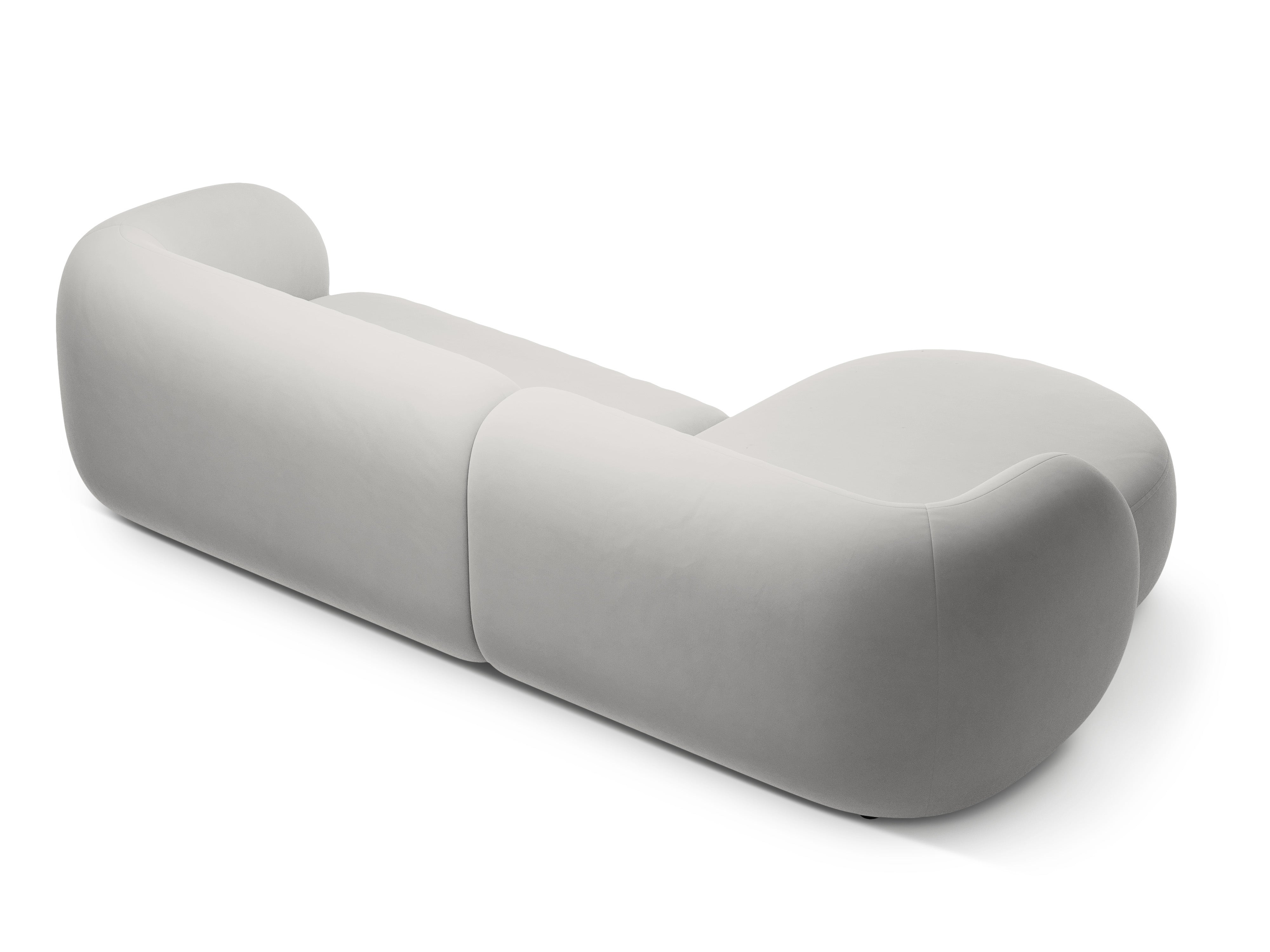Left-facing velvet corner sofa for 3 people KATE light gray